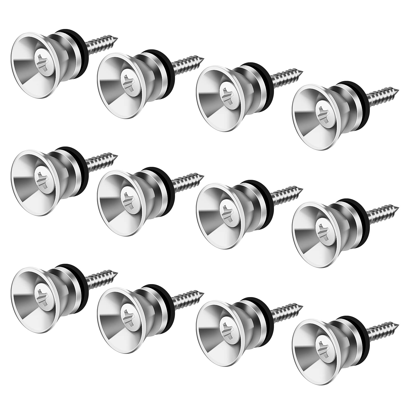 Savita 12 Pieces 0.9X0.5'' Guitar Strap Locks And Buttons Set, Strong Metal Guitar End Pins With Screws And Rubber Blocks For Ac