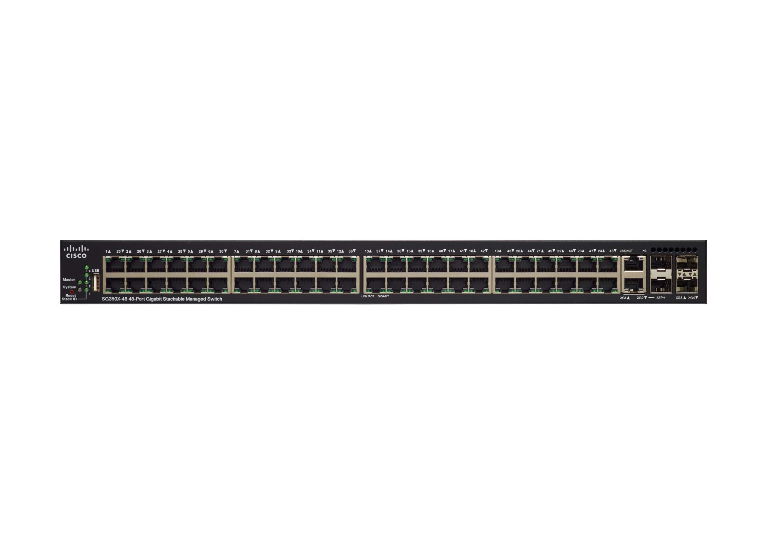 Cisco Sg350X-48 Stackable Managed Switch With 48 Gigabit Ethernet (Gbe) Ports, 2 X 10G Combo + 2 X Sfp+, Limited Lifetime Protec