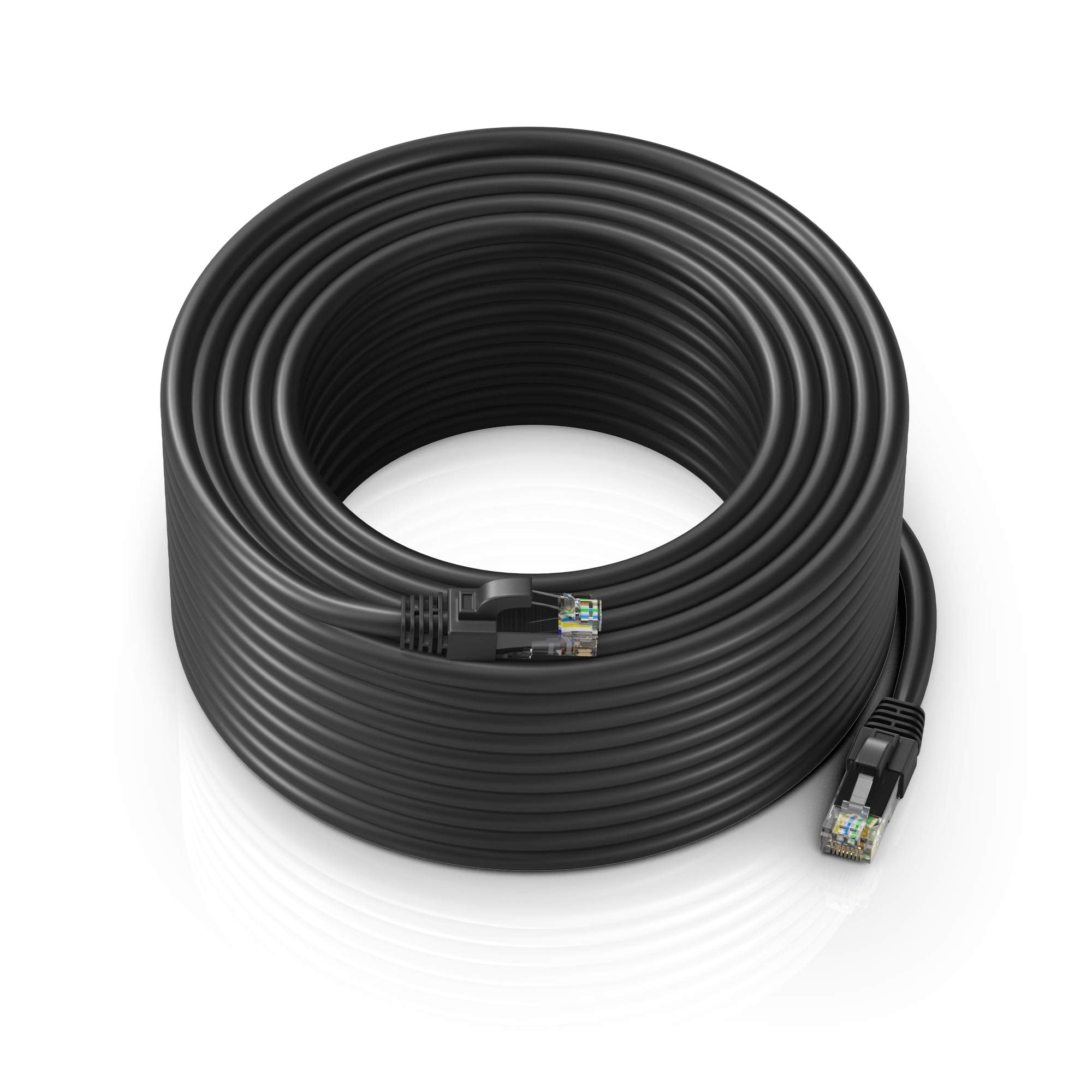 Maximm Ethernet Cable 300 Ft Cat6 High Speed Internet Network Lan Cable Cord, Outdoor Waterproof (Black)
