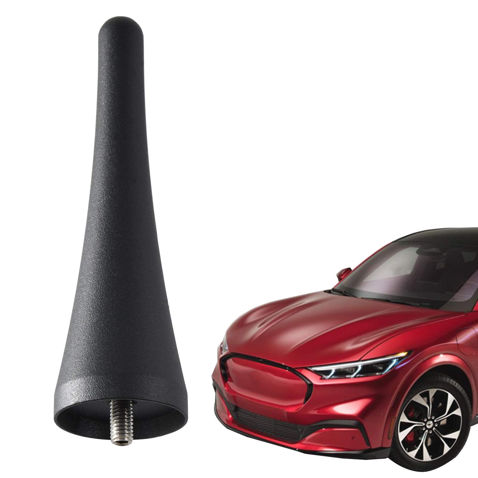 Anina Antenna Mast Replacement 3.8 Inch For 2010 2014 Ford Mustang, 2013 2023 Ford Transit, 2013 2019 Lincoln Mkz Am/Fm Radio Stubby Aerial Short Antenna Mast Black Aluminum Car Wash Proof