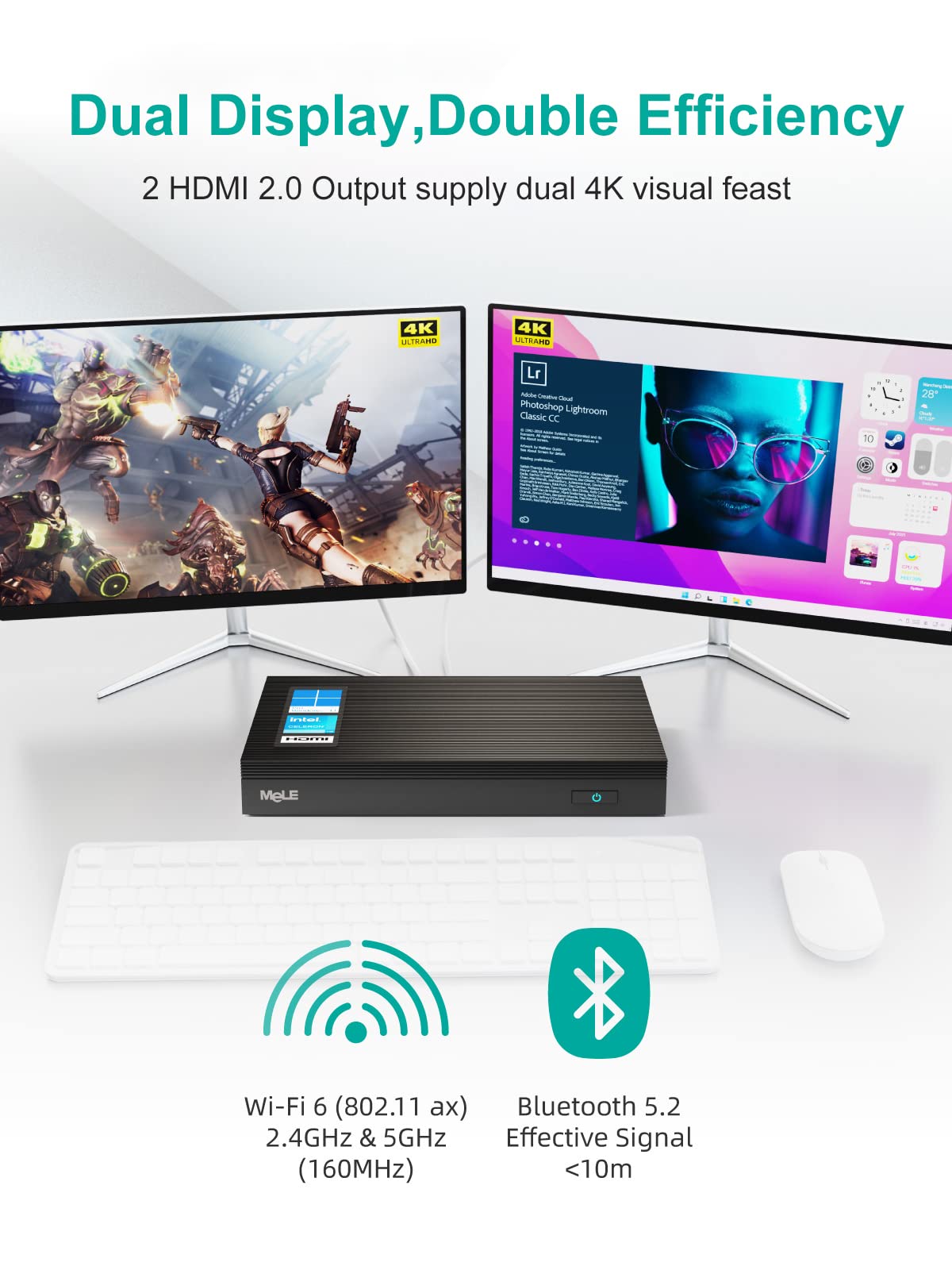 Mele Quieter3Q Fanless Mini Pc Windows 11 Pro Celeron N5105 Small Desktop Computer 8G Lpddr4 256G Rom Micro Form Factor Pc Suppo