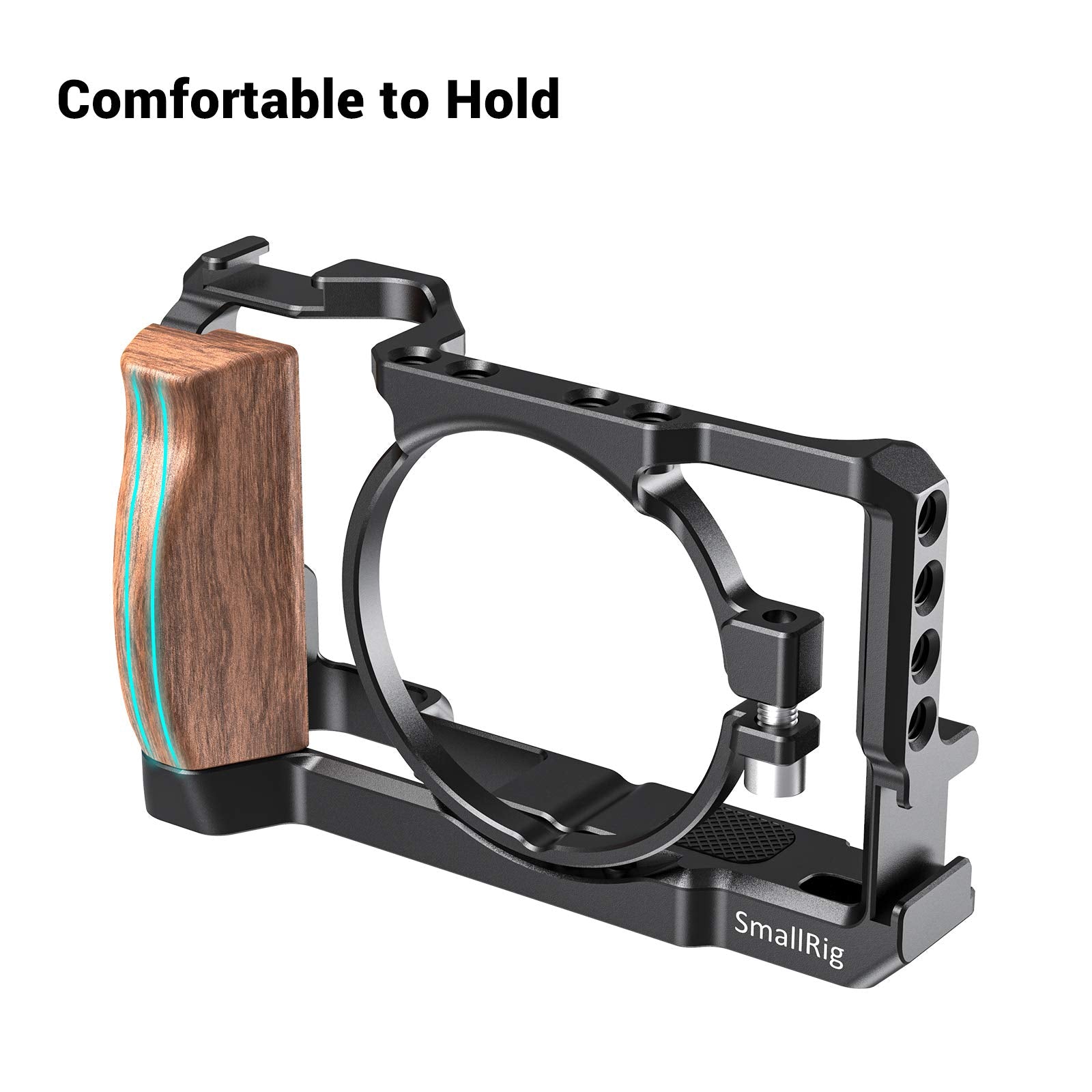 Smallrig Vlog Camera Cage For Sony Rx100 Vi And Rx100 Vii Camera (Fits Dsc-Rx100 M6 And Dsc-Rx100 M7 Camera) With Wooden Handle