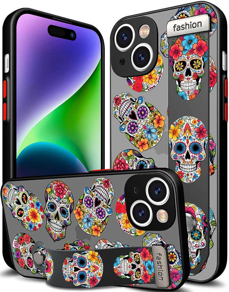 Cisland For Iphone 14 Case Cute With Strap Stand Finger Kickstand, Designer Silicone Cover For Women Girls Compatible With Iphon