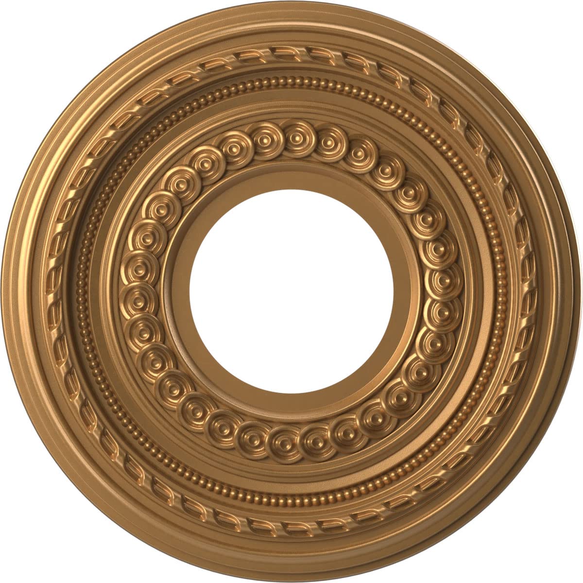 Ekena Millwork CMP10COBGL Cole Thermoformed PVC Ceiling Medallion (Fits Canopies up to 4 1/4), 10OD x 3 1/2ID x 3/4P, Bright Coa