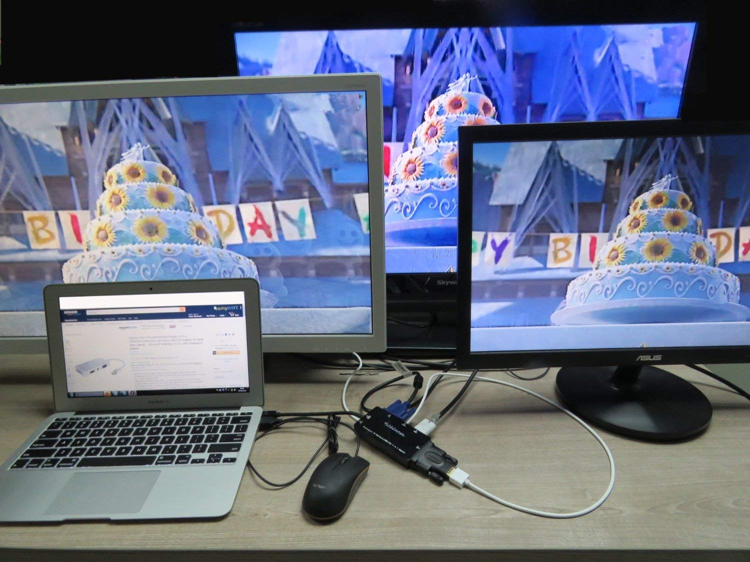 Cabledeconn Multiport 4-In-1 Hdmi To Hdmi/Dvi/Vga Adapter Cable With Audio Output Converter (Black)