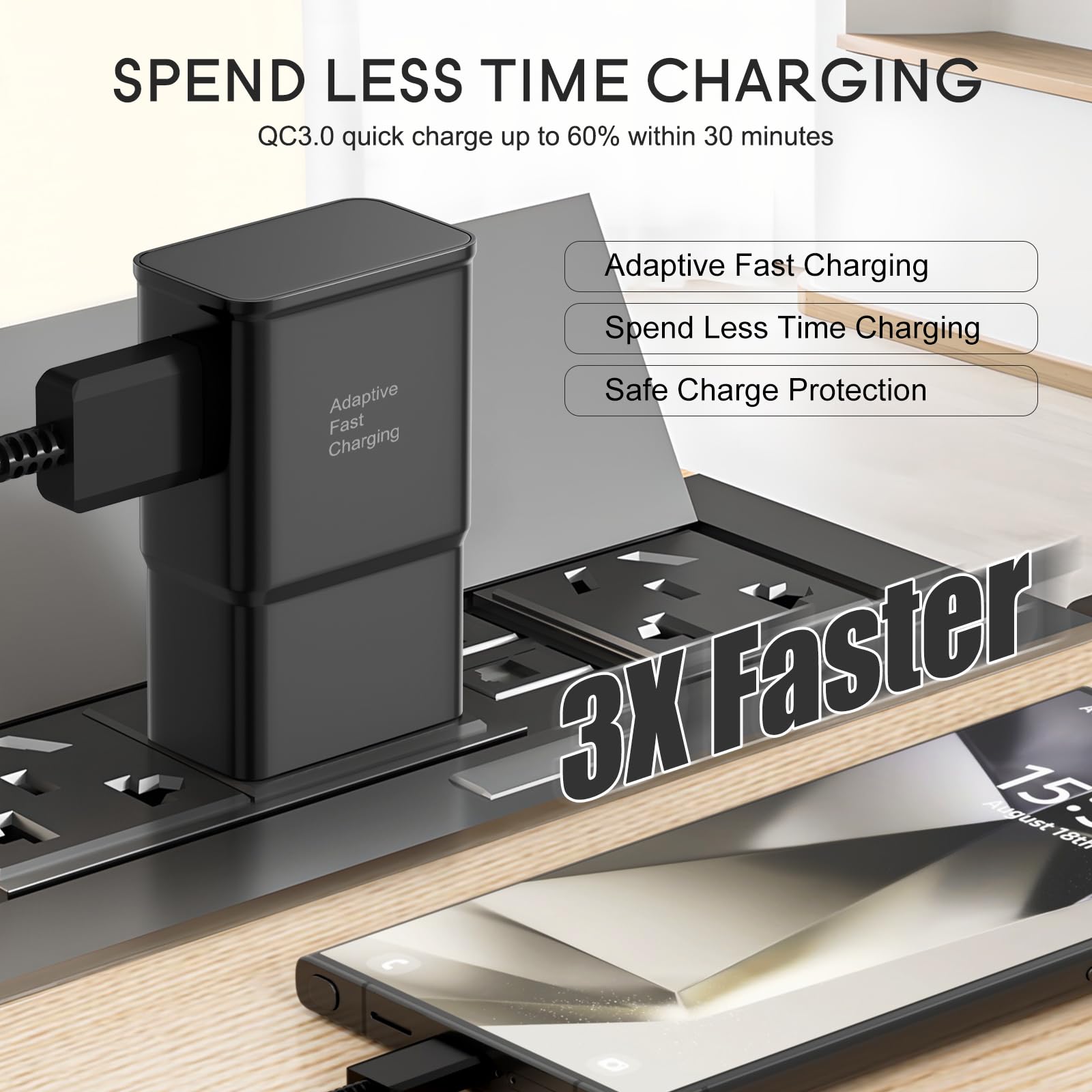 Samsung Adaptive Fast Charging Adapter Quick Charge Charging Block Wall Charger Plug Compatible With Galaxy S25/S25+/S24/S24+/S2