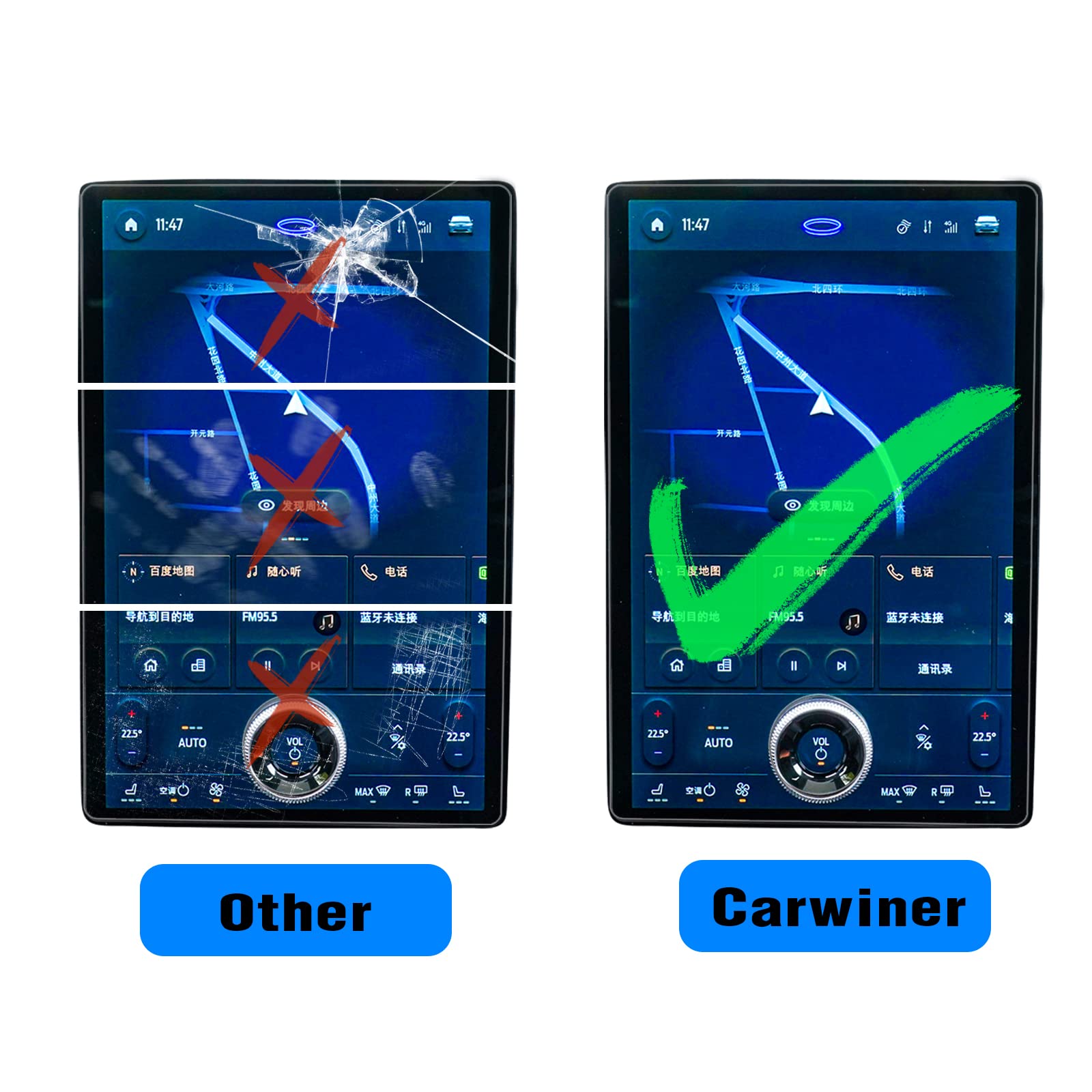 Carwiner 2Pcs Screen Protector Compatible With 2021 2024 Mustang Mach E, 15.5 Inch Navigation + 10.2 Inch Dashboard Set, Center Control Tempered Glass Accessories