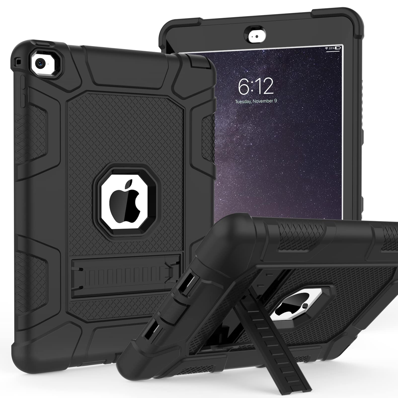 Timism Case For Ipad Air 2Nd Generation 2014, Ipad Air 2 Case With Kickstand, 3 In 1 Heavy Duty Shockproof Hybrid Three Layer Pr