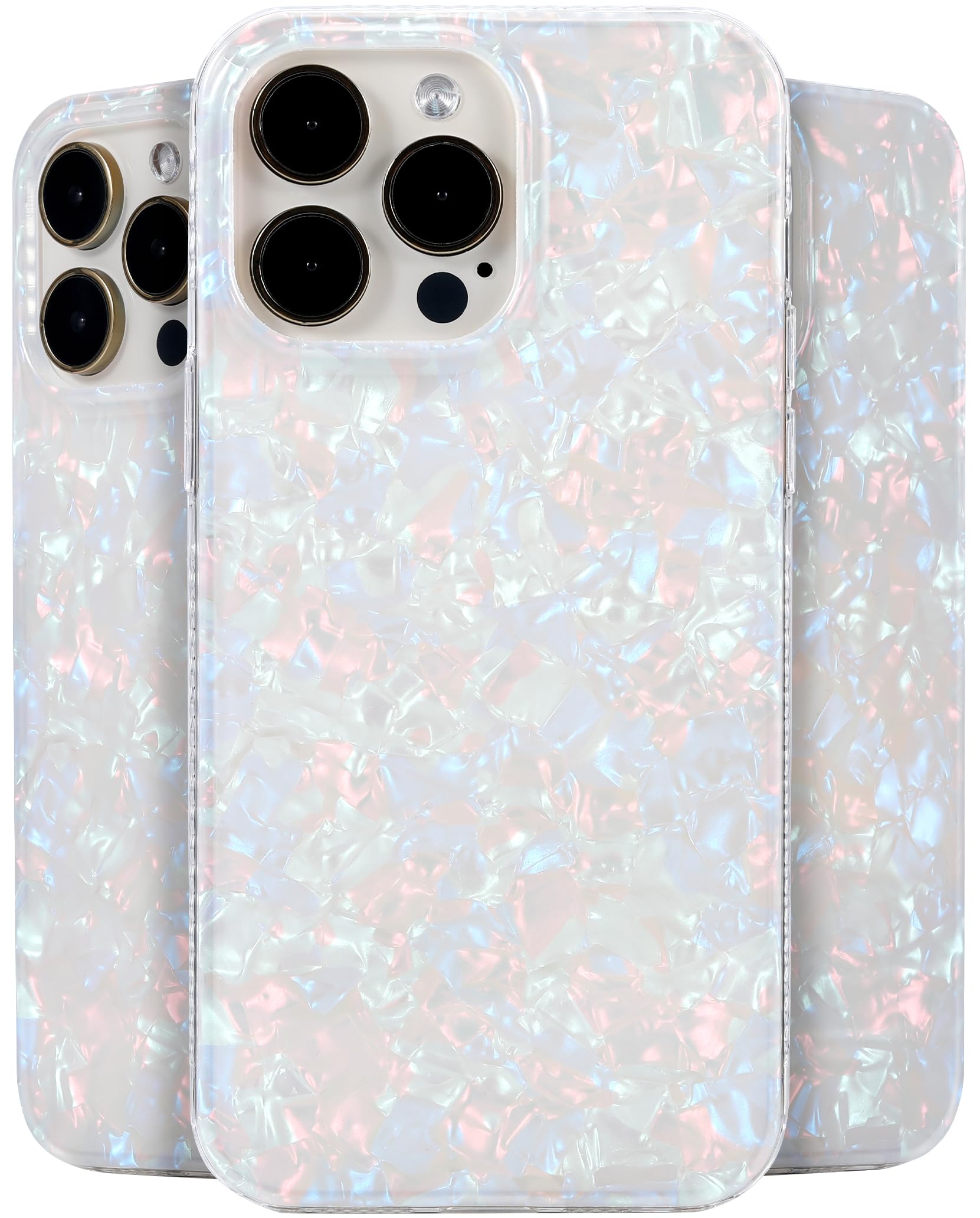 Lonli Hue   For Iphone 15 Pro Max Case   White Pearl Tort Phone Case With [4 Airbag Cushioned Corners]   Elegant, Unique And Aes