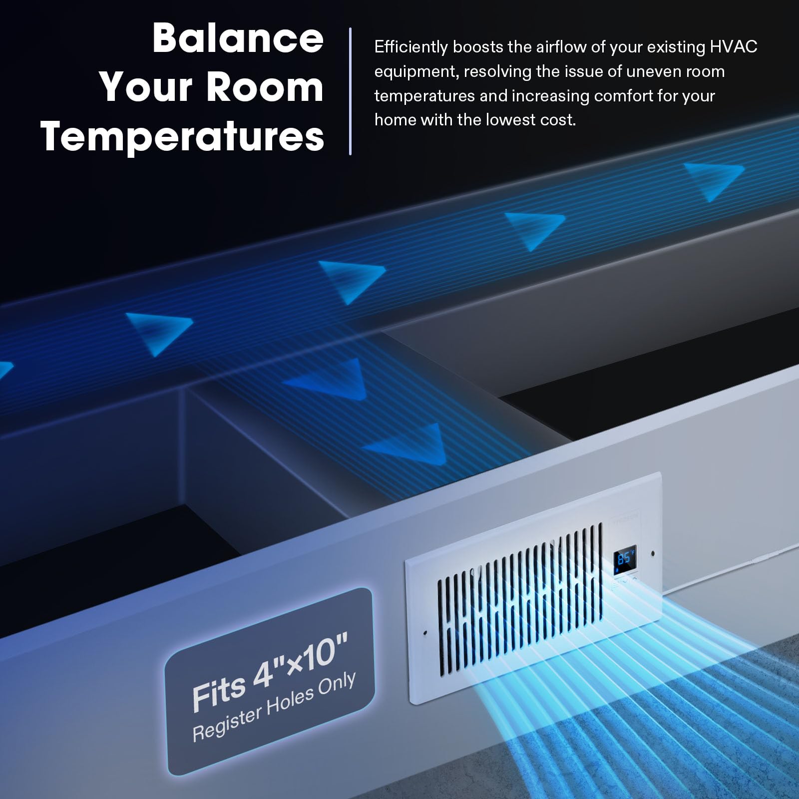 Vivosun Quiet Register Booster Fan 4     10   , Smart Register Vent With Intelligent Thermostat Control, Cooling Heating Ac Vent
