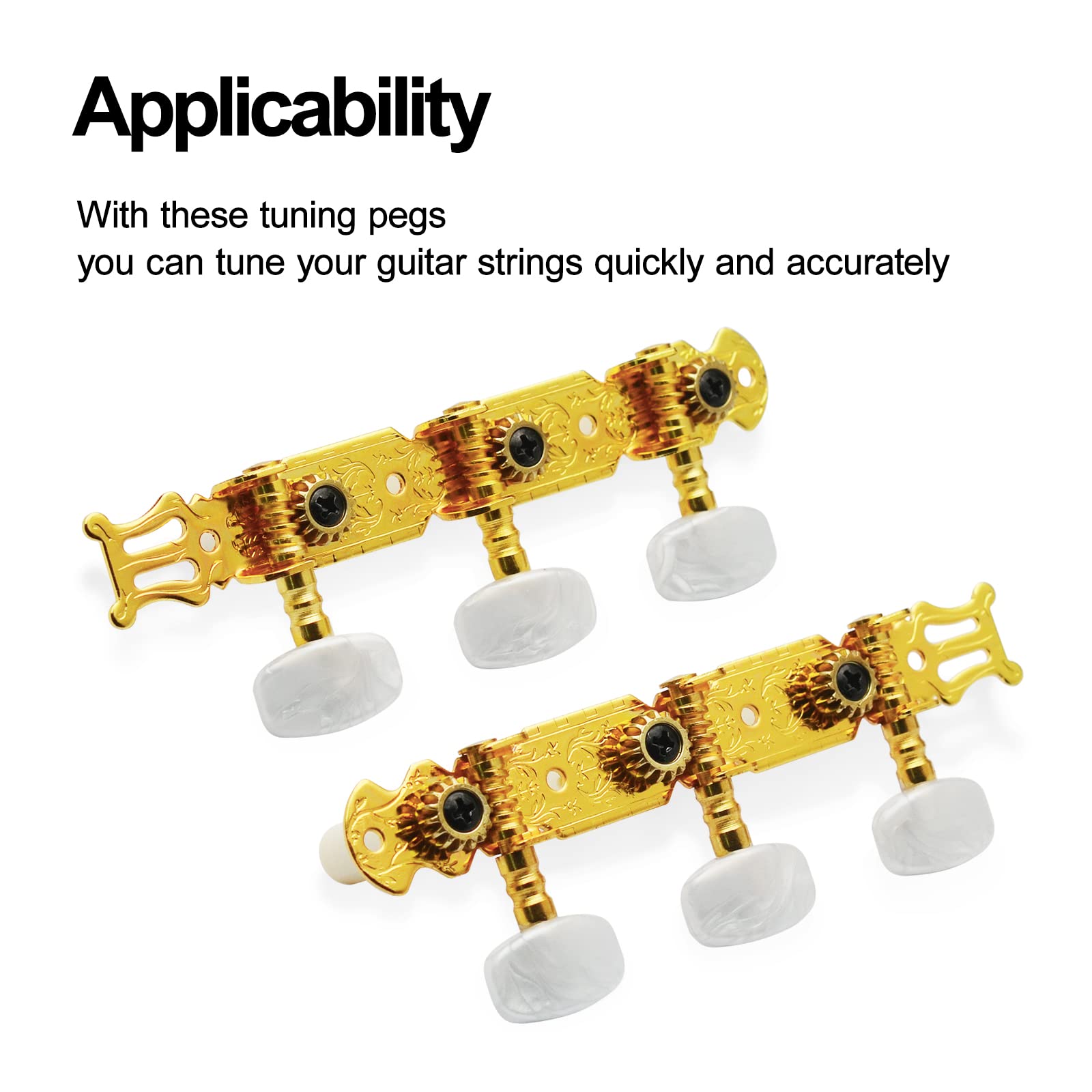 Saphue A Set Of 1R1L Gold Classical Guitar Tuning Pegs Keys Tuners Machine Heads