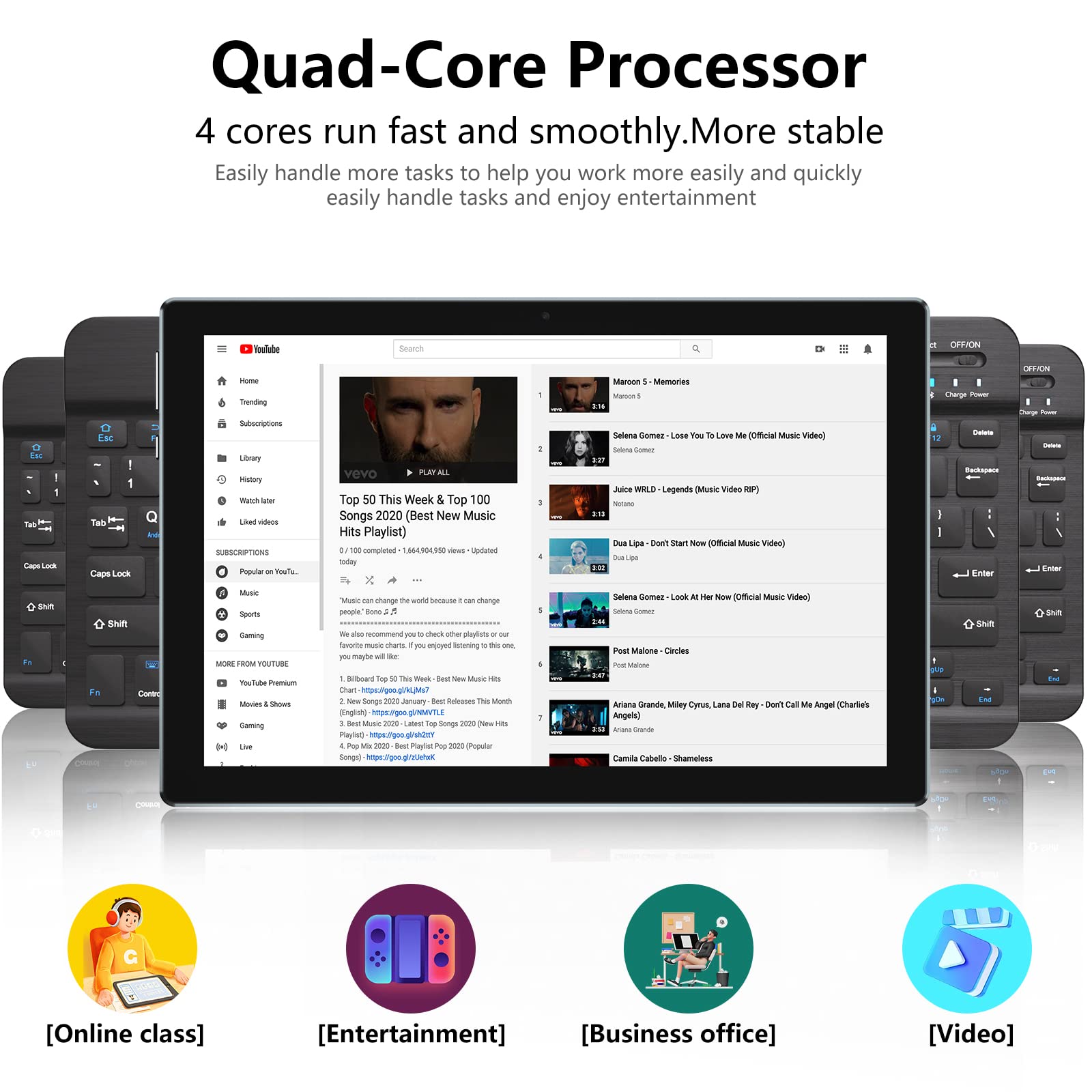 Cupeisi Cp20 Gold 10 Inch Android 11 Tablet With Keyboard, 128Gb Storage, 8Mp+2Mp Cameras, 1280X800 Ips Touchscreen, 6000Mah Bat