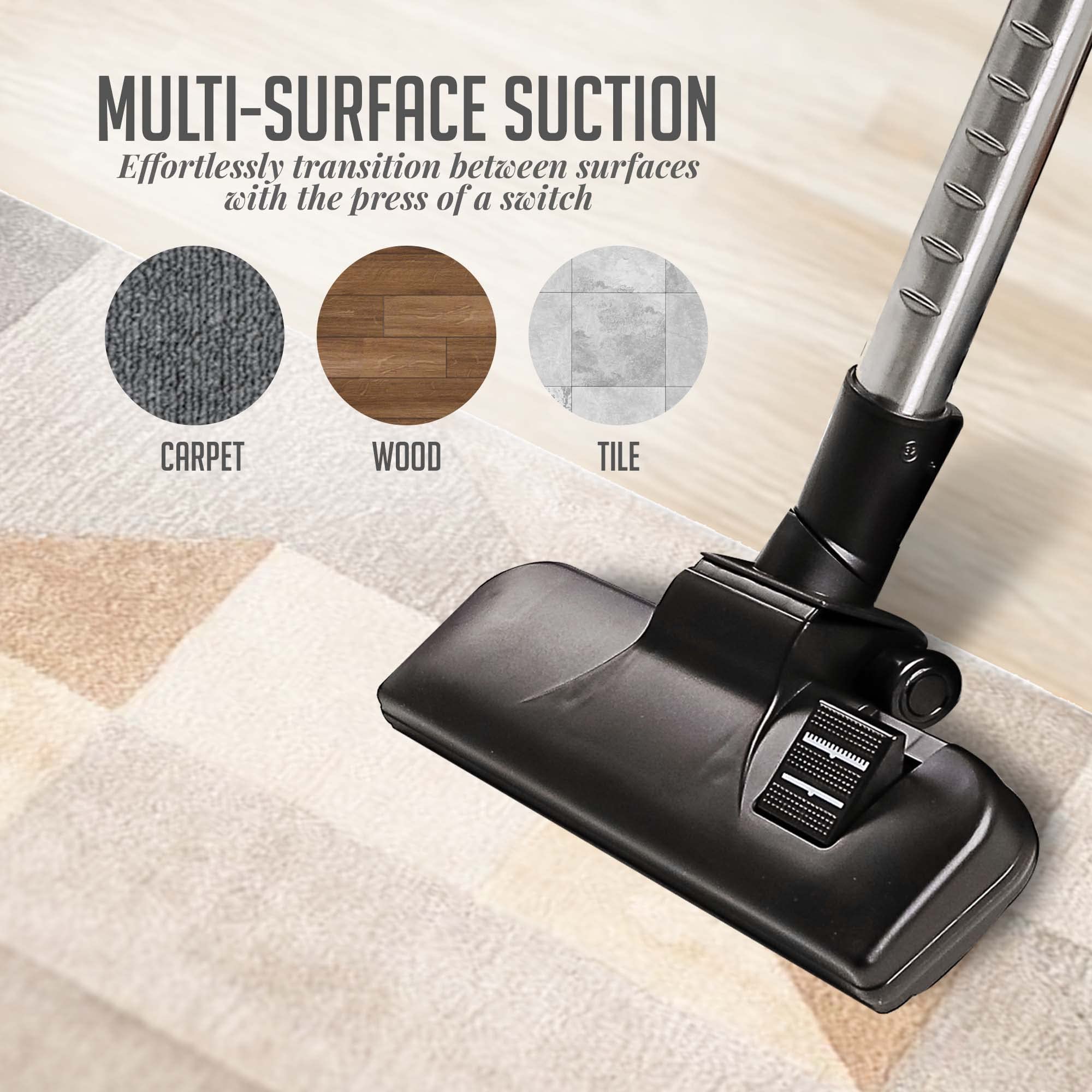 Ovente Canister Vacuum Cleaner With 1.5L Dust Cup, Multi Surface Suction And Extended Telescoping Wand, Lightweight Corded Clean