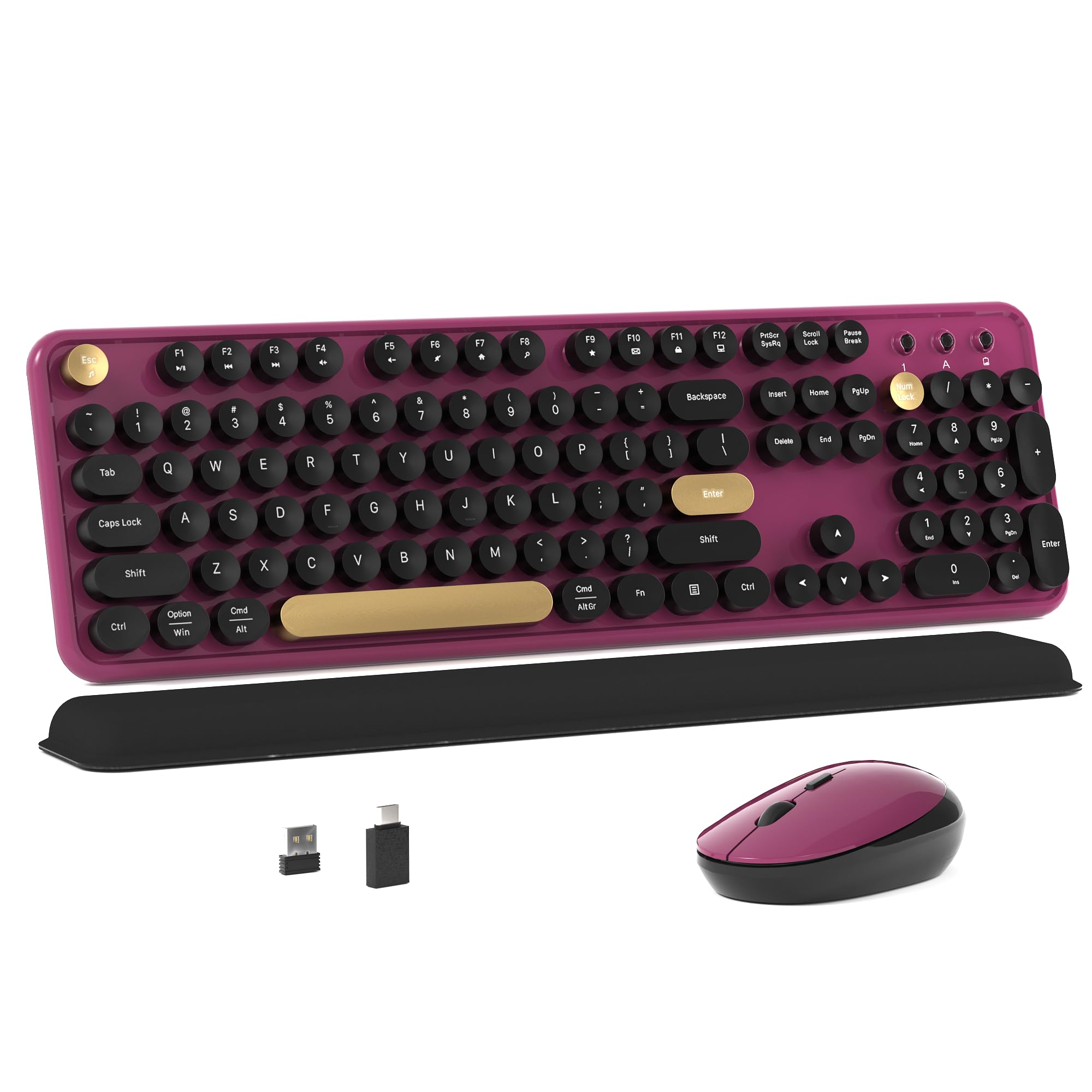 Colorful MPTOG Wireless Computer Keyboard and Mouse Combo (BlackClaret)
