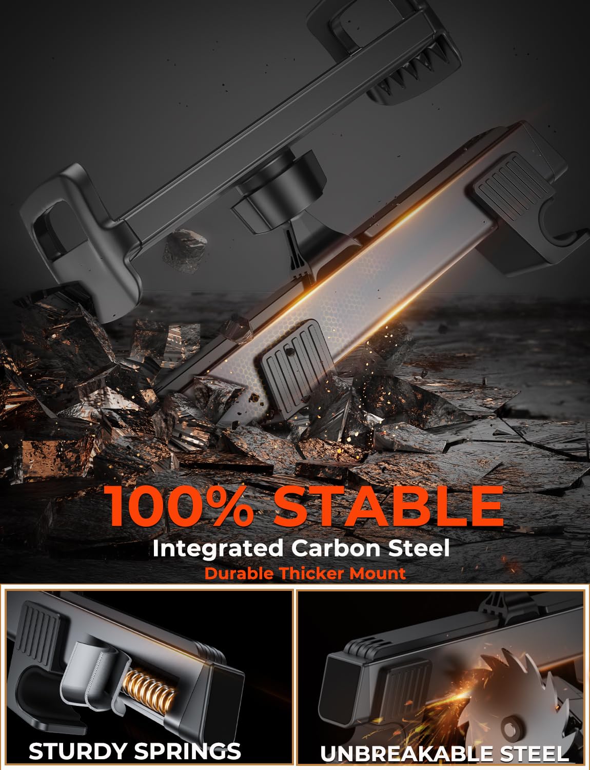 TRYONE Car Tablet Holder, Headrest Tablet Mount   [Thicker Carbon Steel] Car Holder Back Seat for Kids Travel Road Trip, Compatible with iPad, All 4.7~12.9' Tablets, Phones, Galaxy, Fire HD