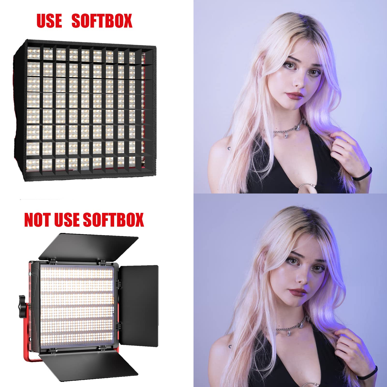 Gvm 1200D Pro Rgb Led Video Light With 3 Softboxes,50W Video Lighting Kit, 360Full Color Led Panel Light Kit With App Control 3