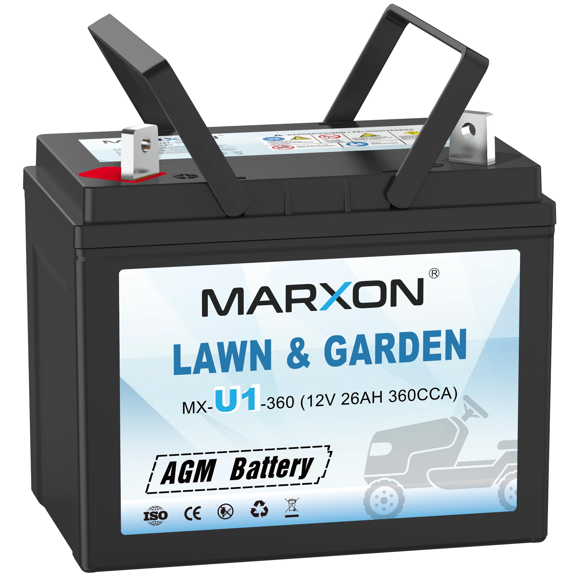 MARXON U1 360CCA Riding Lawn Mower Batteries, Garden Tractors Battery Maintenance Free AGM Battery, Compatible with Troy-Bilt, T