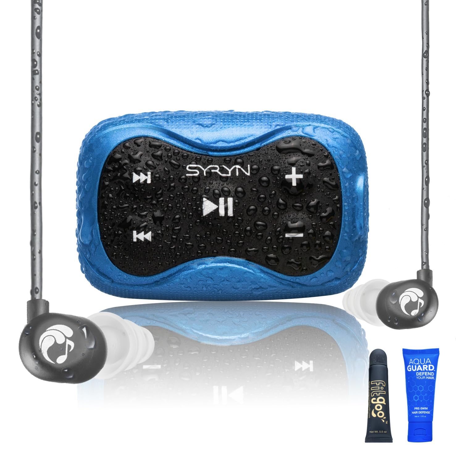 100% Waterproof SYRYN 2 Swimbuds Flip Bundle for Swimming with Music | 8 GB (2,000 Songs or 138 Hours of Audio) | Drag and Drop