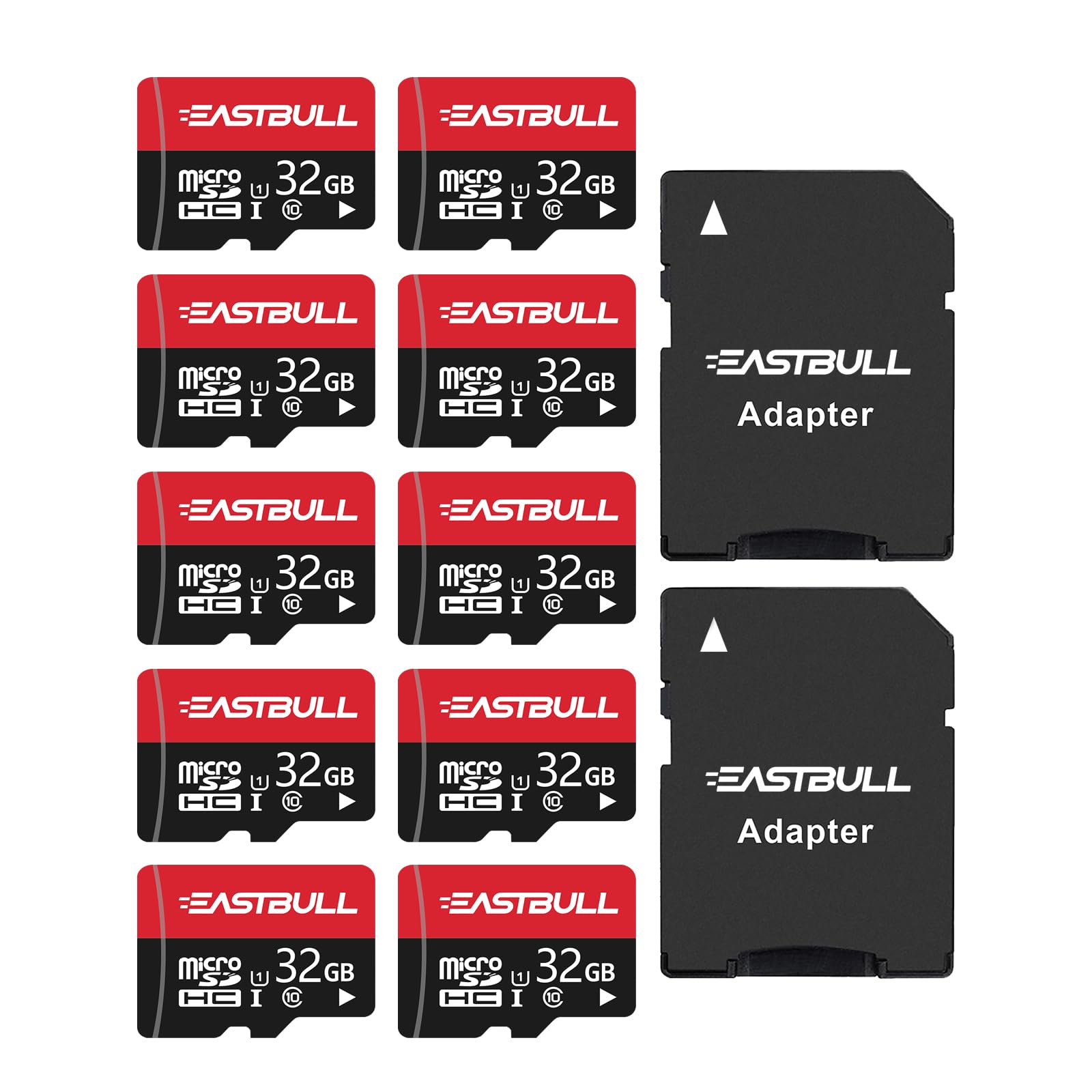 32Gb 10 Pack Of Micro Sd Cards, Eastbull Sd Memory Cards 32Gb Sd Cards Pack Full Hd Video 90Mb/S Uhs I U1 Micro Sdhc Class 10 Fo