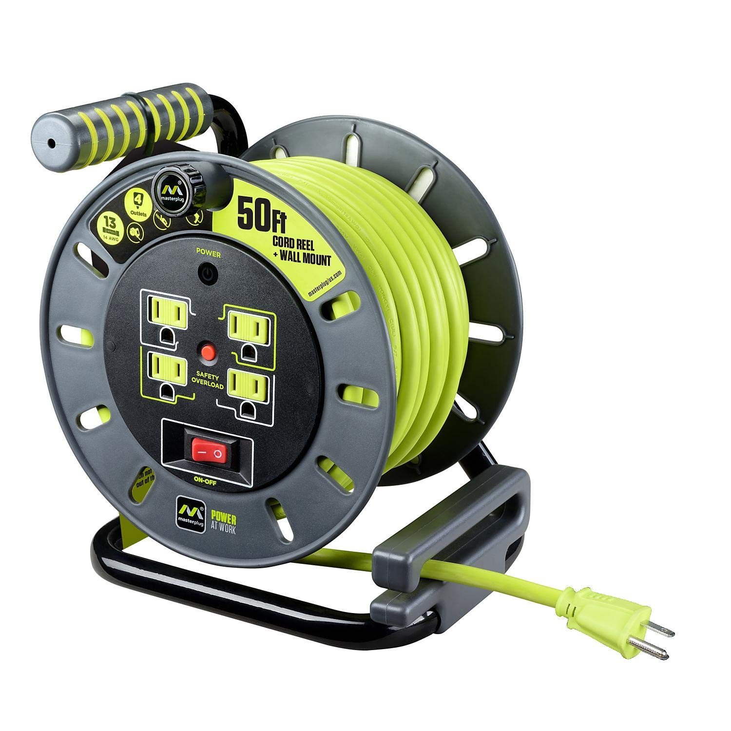 Masterplug Extension Cord Reel (50 Ft.) With Wall Mount
