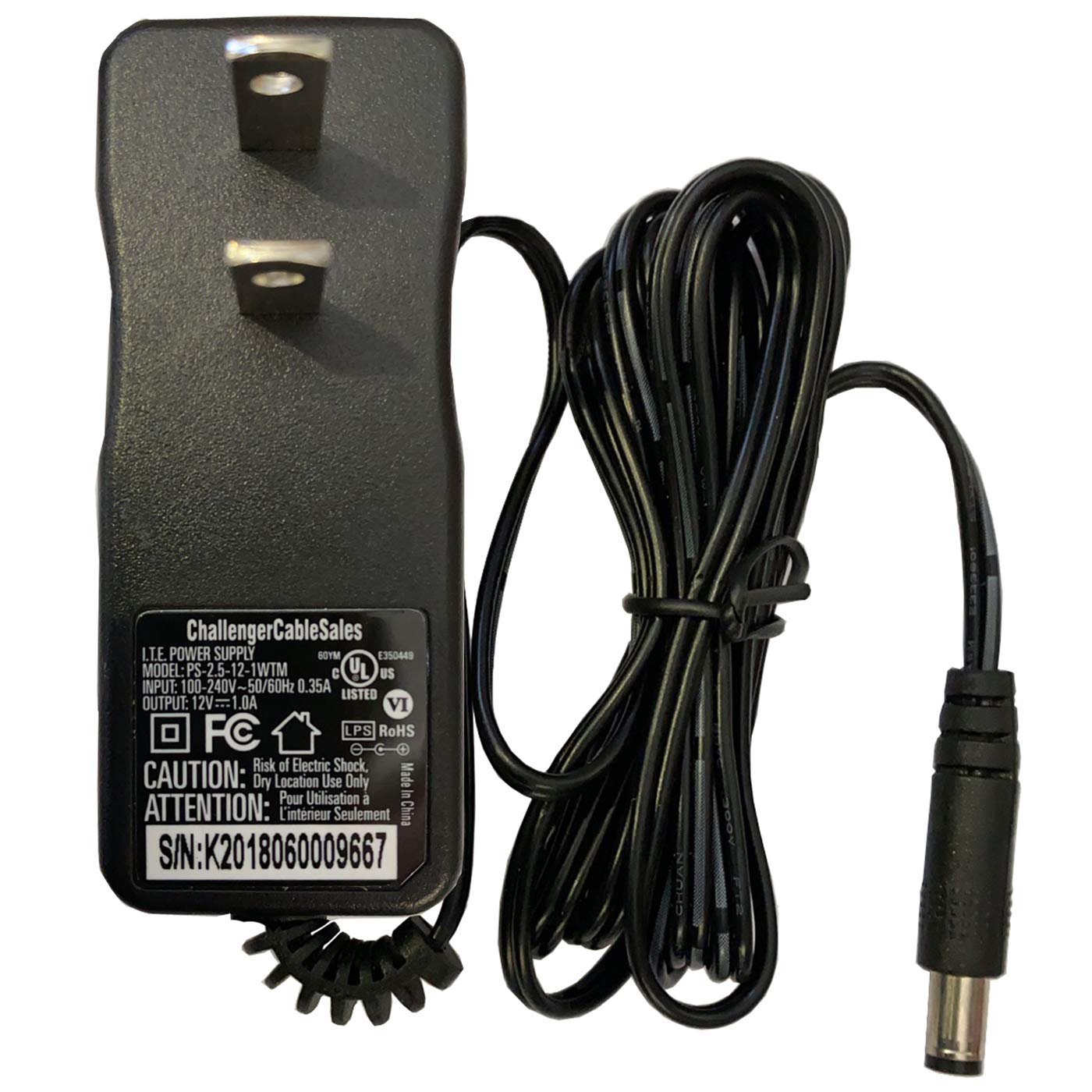 Dve Ac Power Supply 12V 1A For Surveillance Cameras And Electronic Devices Ul Approved