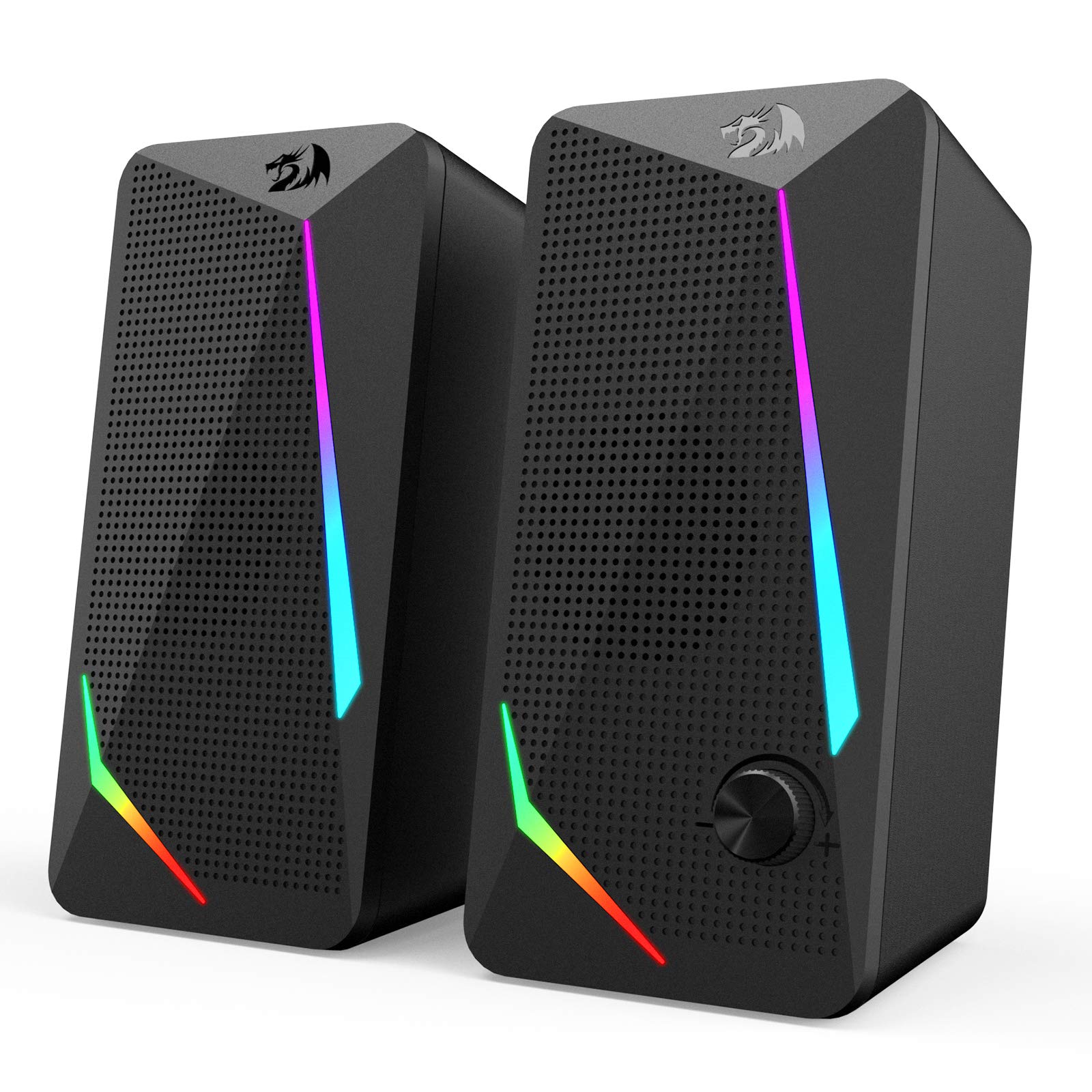 Redragon Gs510 Rgb Desktop Speakers, 2.0 Channel Pc Computer Speaker With 4 Colorful Led Backlight Modes, Enhanced Bass And Easy