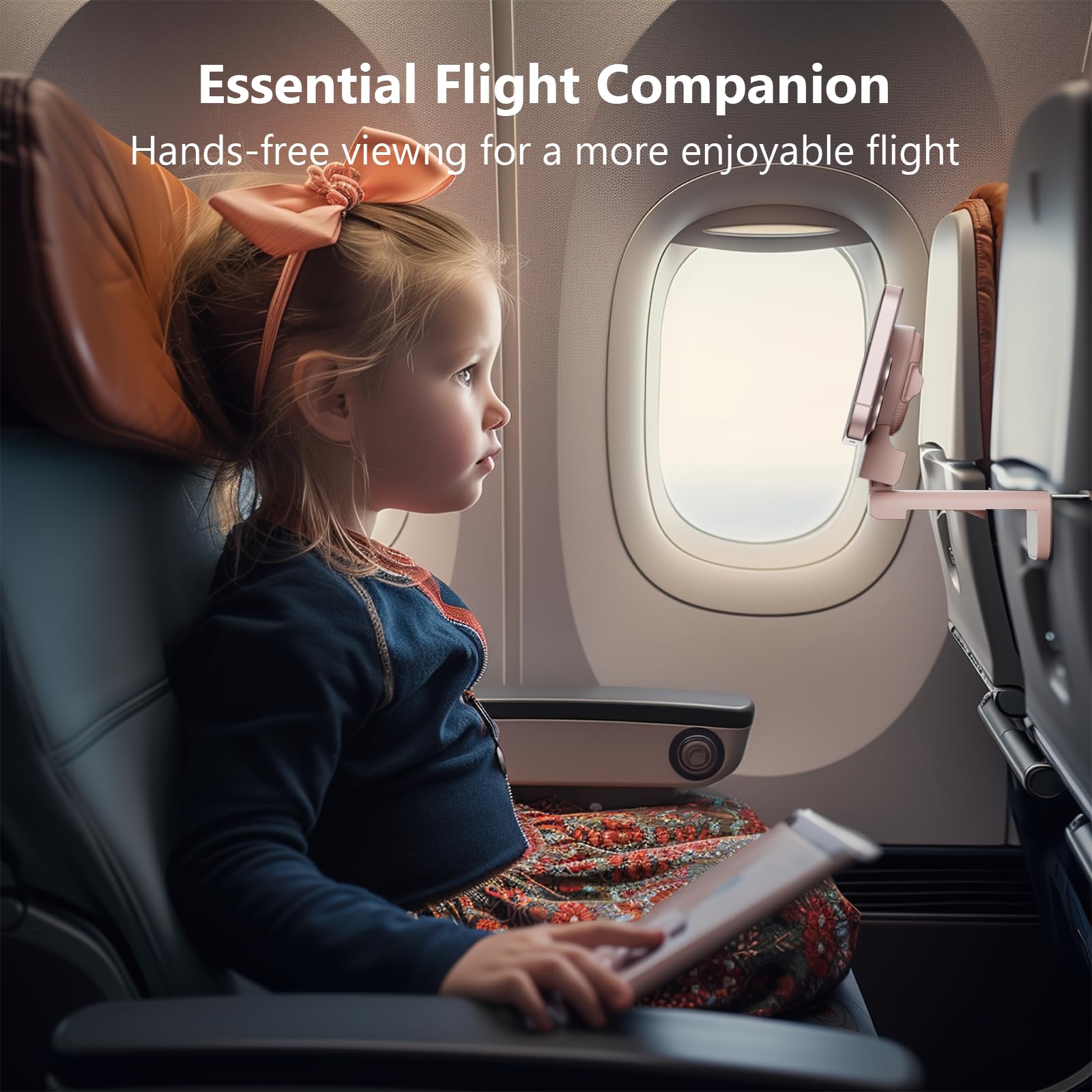 Miikare Airplane Travel Essentials Magnetic Phone Holder, Universal Handsfree Phone Mount For Flying With 360 Degree Rotation, T