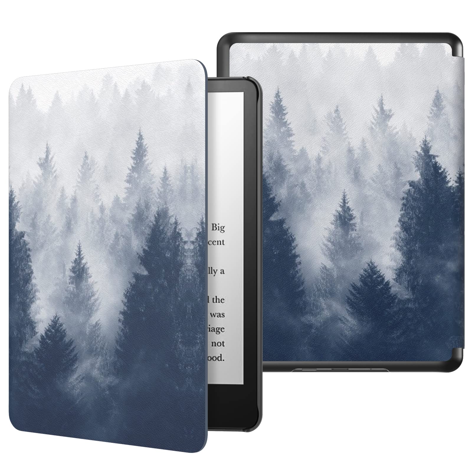 MoKo Case for 6.8' Kindle Paperwhite (11th Generation 2021) and Kindle Paperwhite Signature Edition, Light Shell Cover with Auto Wake/Sleep for Kindle Paperwhite 2021 E Reader, Gray Forest