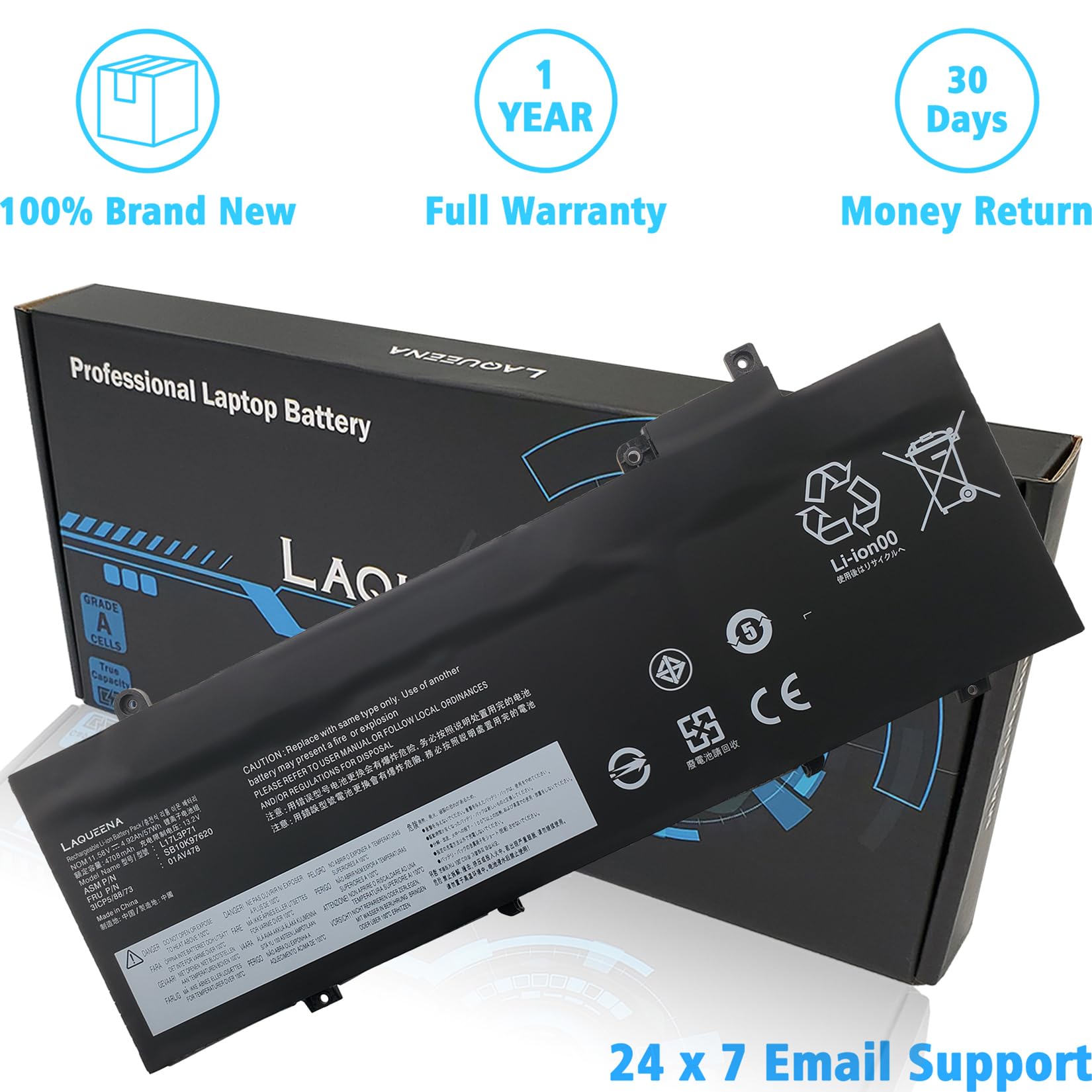 Laqueena L17L3P71 Laptop Battery Compatible With Lenovo Thinkpad T480S Series Notebook L17M3P71 L17M3P72 01Av478 01Av480 01Av479