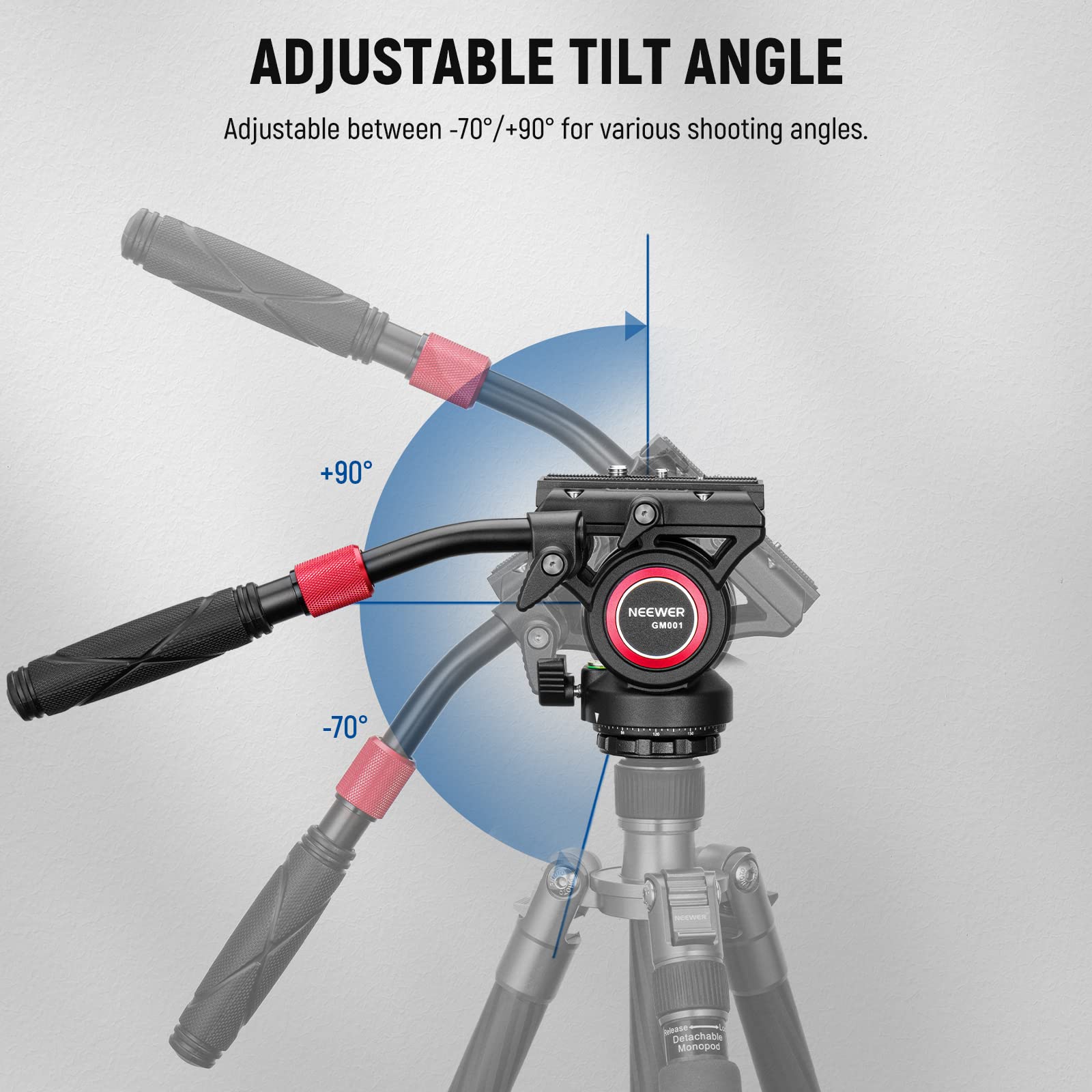 Neewer Video Tripod Fluid Head With Quick Release Plate, Telescopic Handle & Panorama Scaled Base (?55Mm), Max Load 13.2Lb/6Kg,