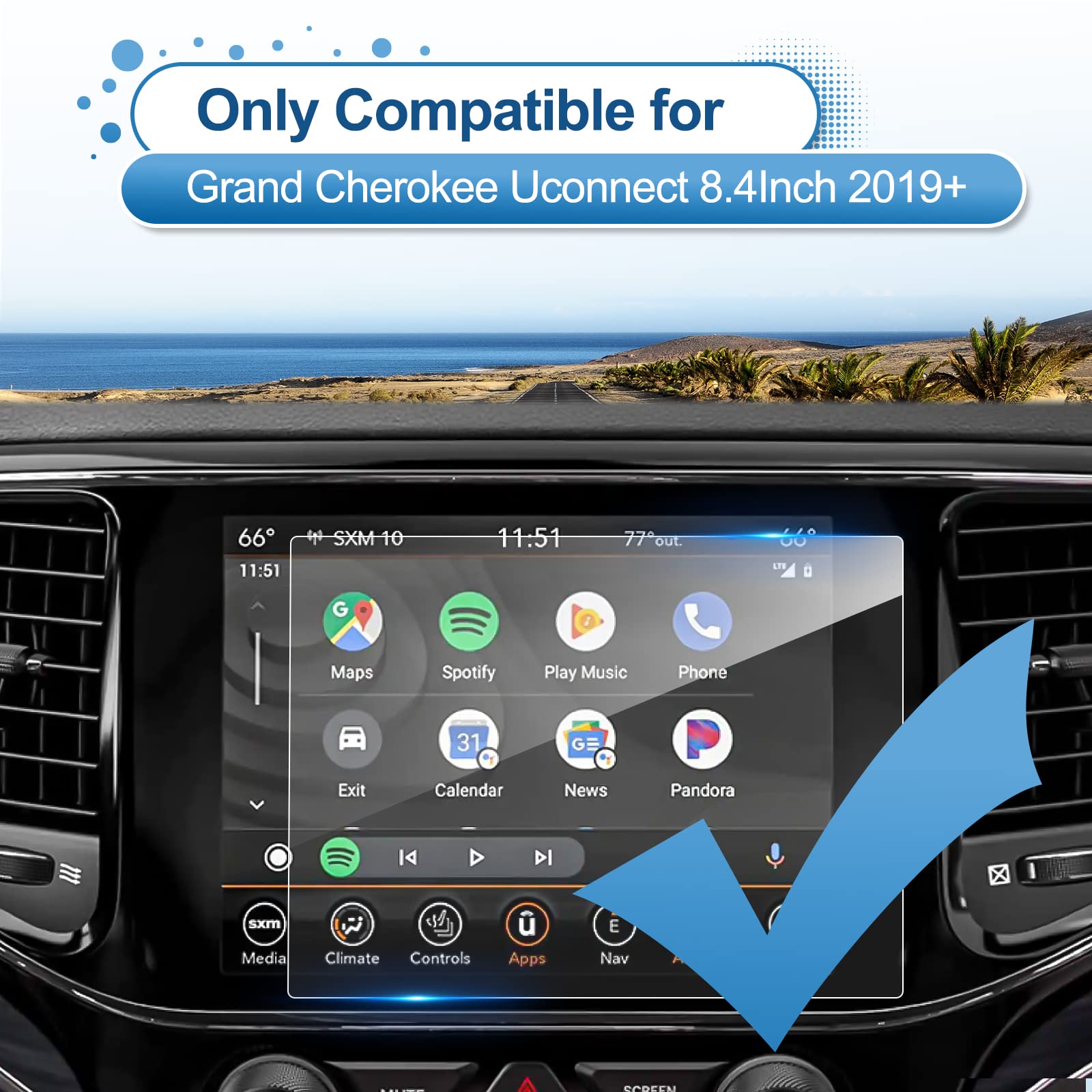 Coleya 2019 2020 2021 2022 2023 2024 Grand Cherokee Screen Protector For Jeep Grand Cherokee 8.4 Inch Uconnect Touch Screen, Tem