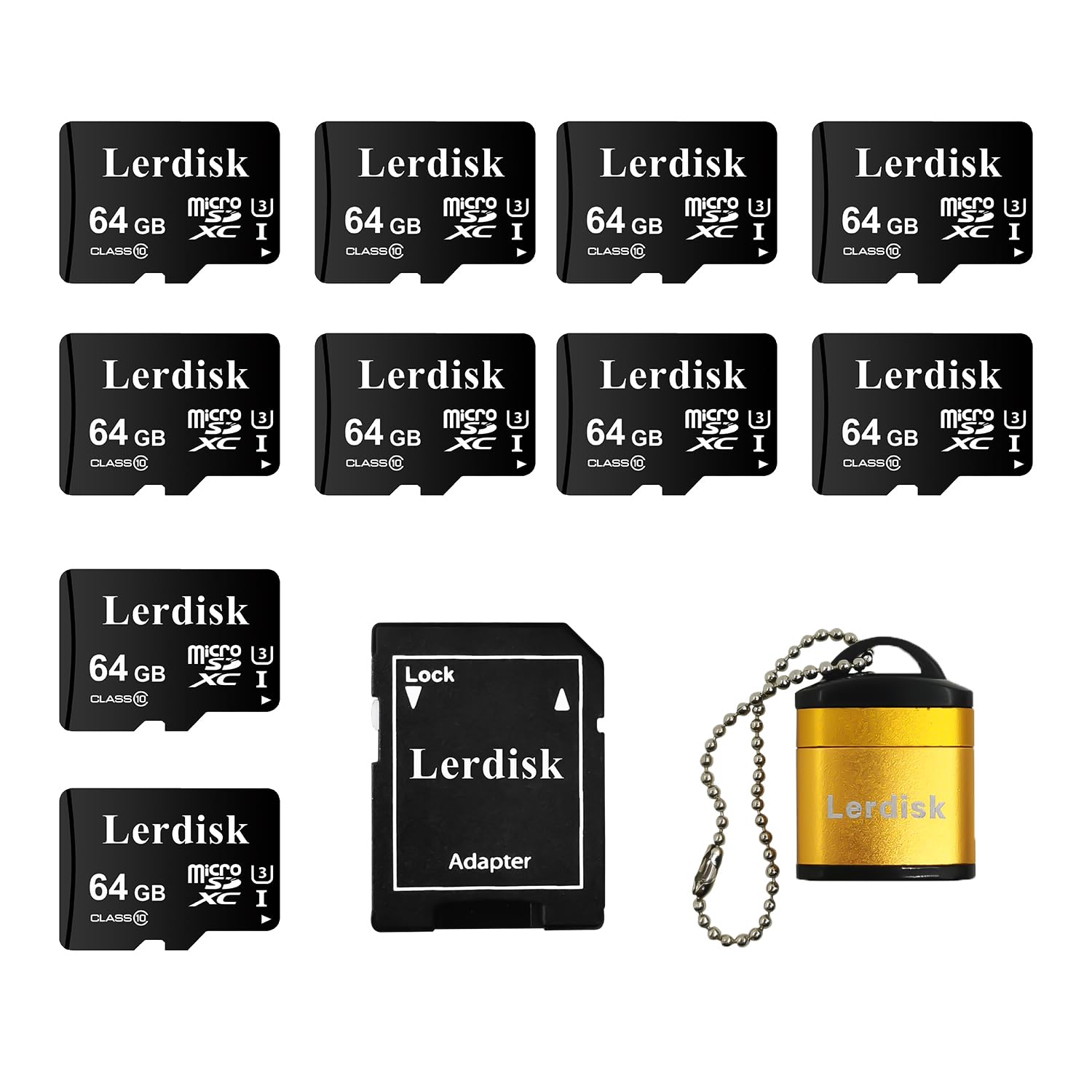 Lerdisk Factory Wholesale Micro Sd Card 64Gb U3 Pack Of 10 Bin Bulk Micro Sdxc With Sd Adapter Produced By Authorized Licencee(6