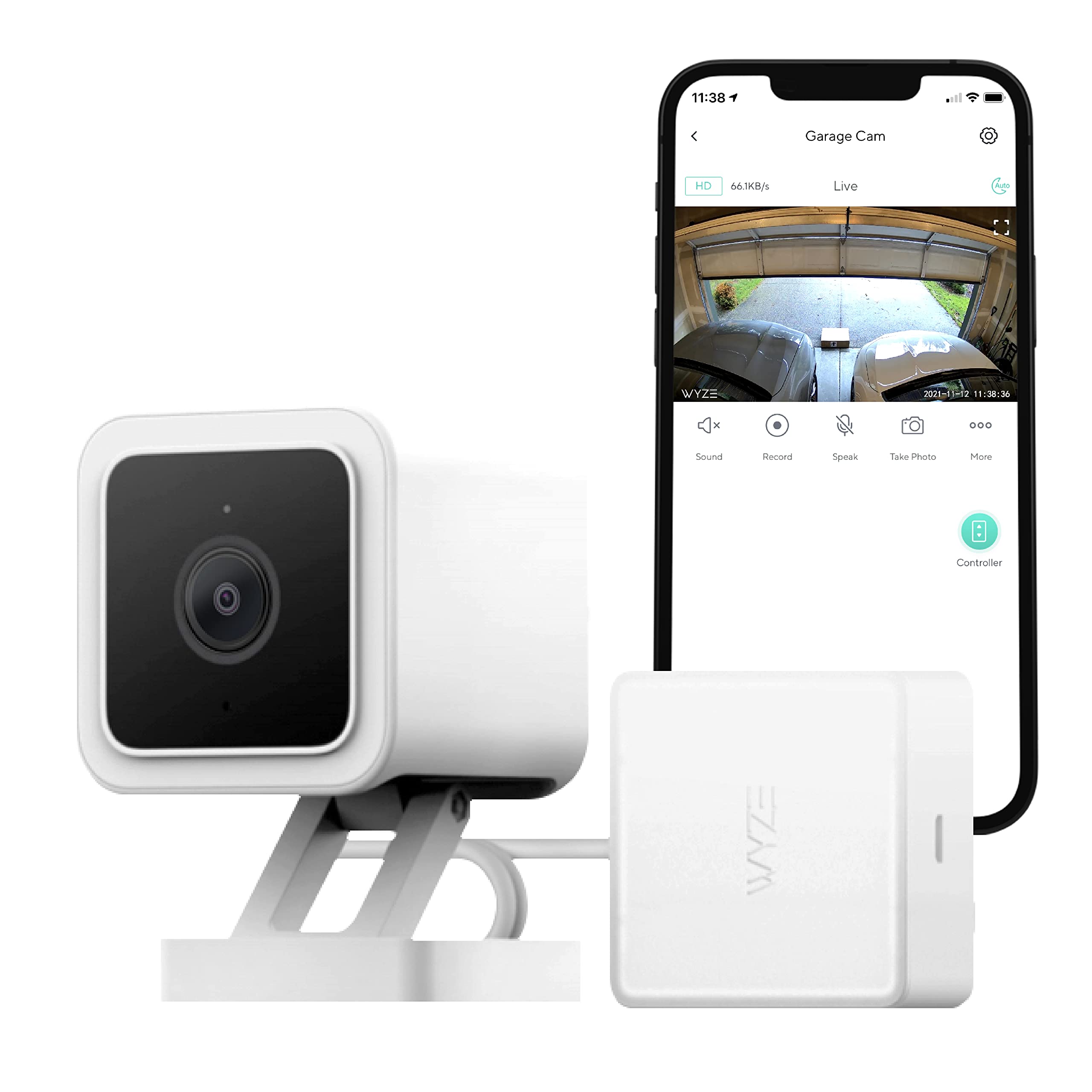 Wyze Smart Garage Door Opener W/Built In Hd Video, Remotely Control Garage Door, 1080P Hd Video W/Color Night Vision, Two Way Audio