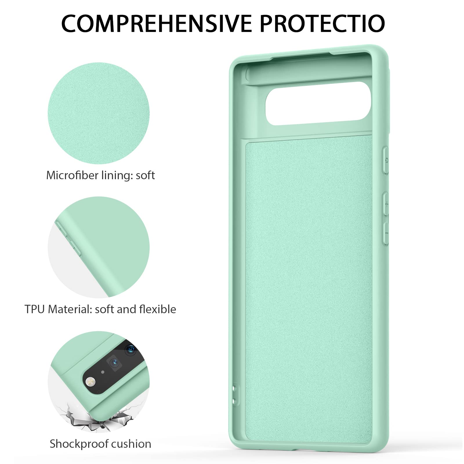 Amzpas Silicone Phone Case Compatible With Google Pixel 6, Soft Protective Smart Phone Case For Women Men, Durable Anti-Scratch