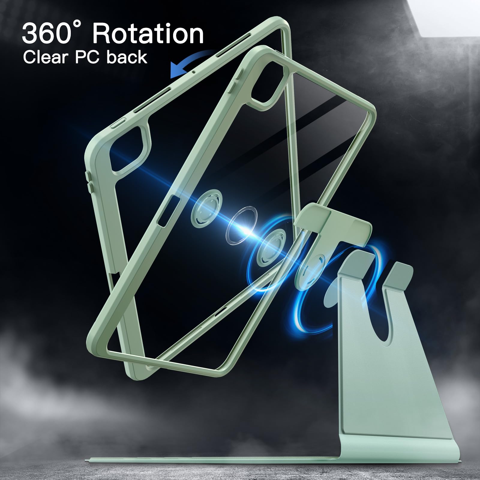 Jetech Rotating Case For Ipad Pro 13-Inch M4 (2024) With Pencil Holder, 360 Degree Rotation Protective Stand Cover Clear Back, A