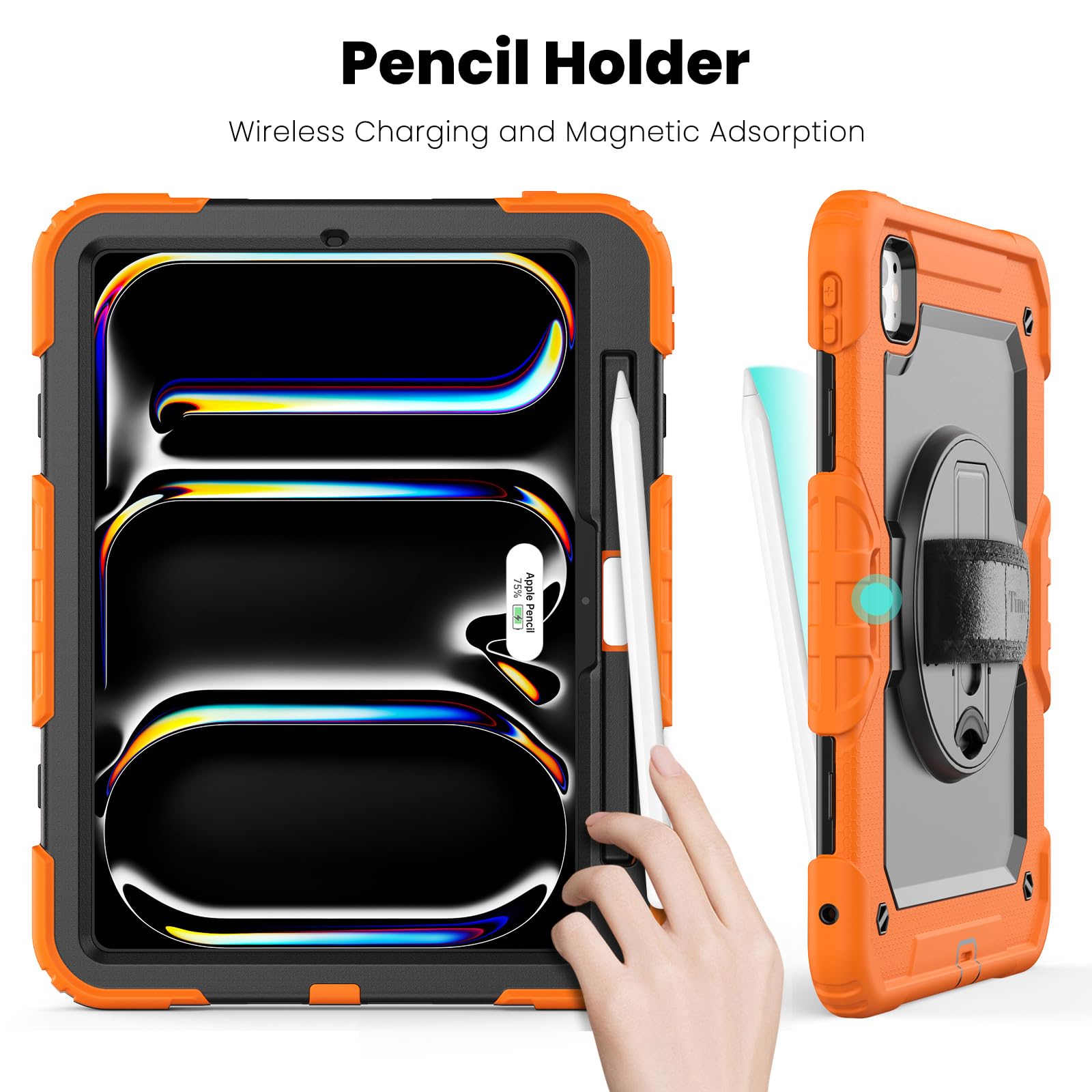 Timecity Case For Ipad Pro M4 11 Inch 2024 Release 5Th Generation With Built In Screen Protector, 360 Rotating Stand, Adjustable