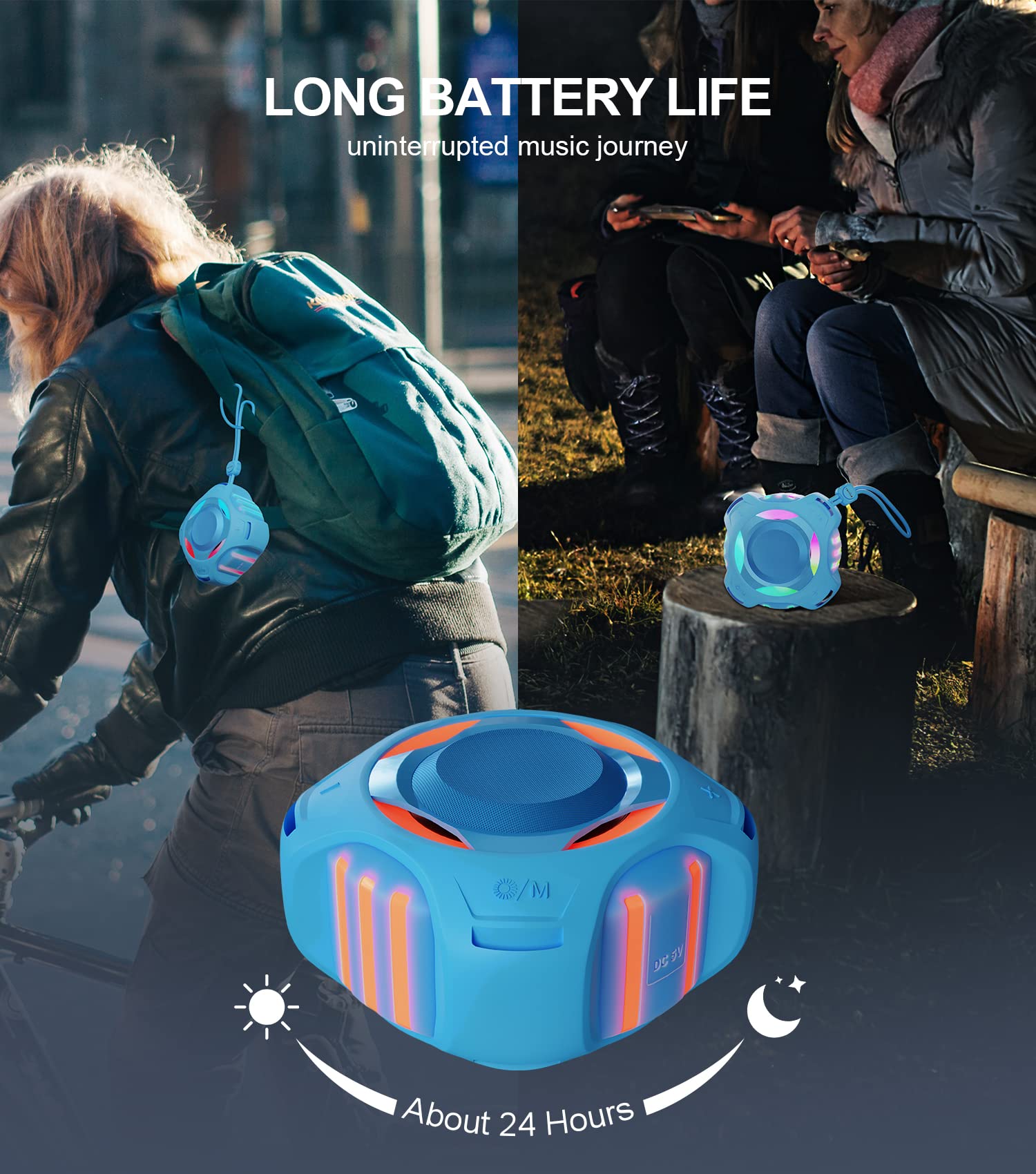 Comiso Shower Bluetooth Speaker, Ip67 Waterproof Speaker With Led Light, Portable Speaker, Floating, 2000Mah, True Wireless Stereo And Bass, Built In Mic, Ideal For Travel, Beach, Gifts For Unisex.