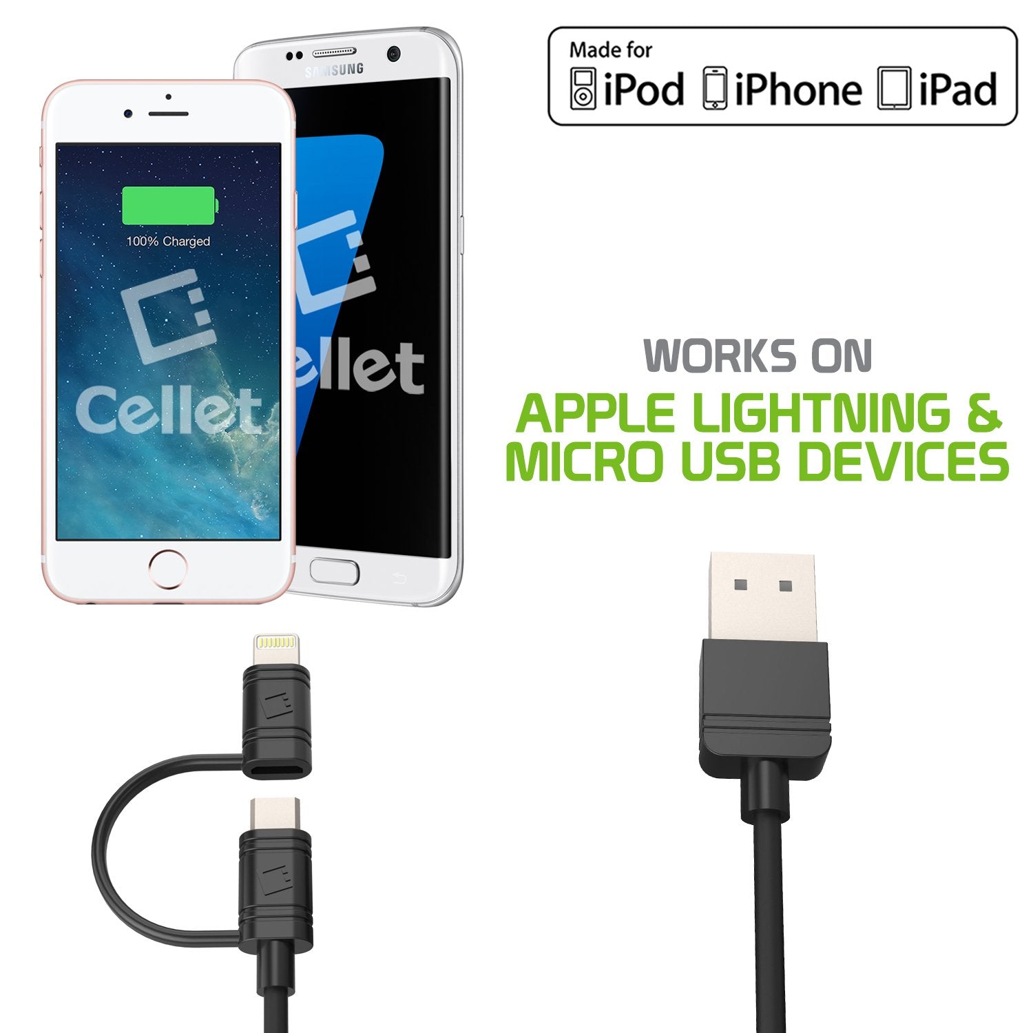 Cellet Iphone Charger Cable, Lightning Charging Cord, Data Cable Compatible For Apple Iphone 14 Pro Max Plus13 12 11 Se Mini Xs