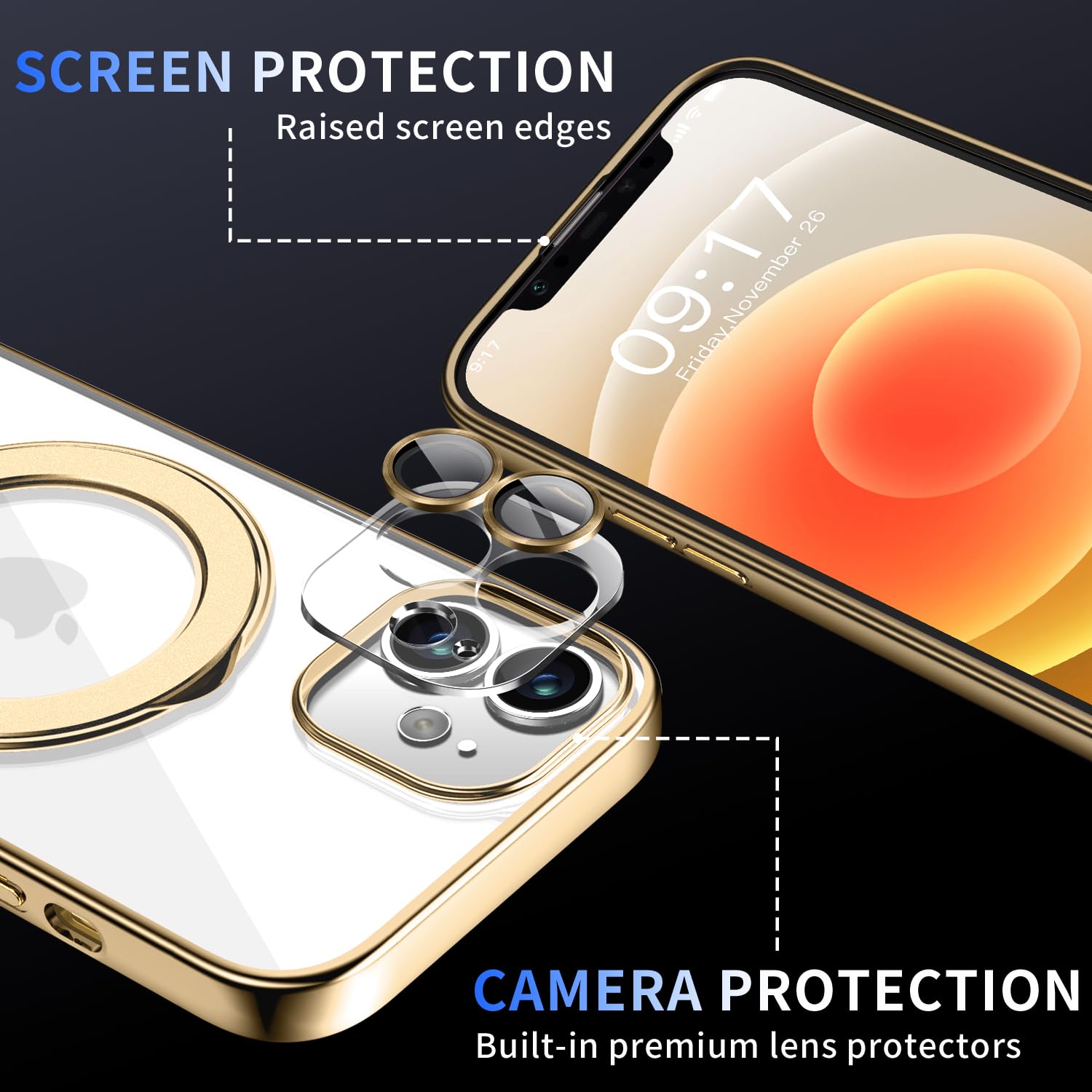 Pmteyoim Magnetic For Iphone 12 Case With Invisible Stand[Compatible With Magsafe][Full Camera Lens Protector][Military Drop Pro