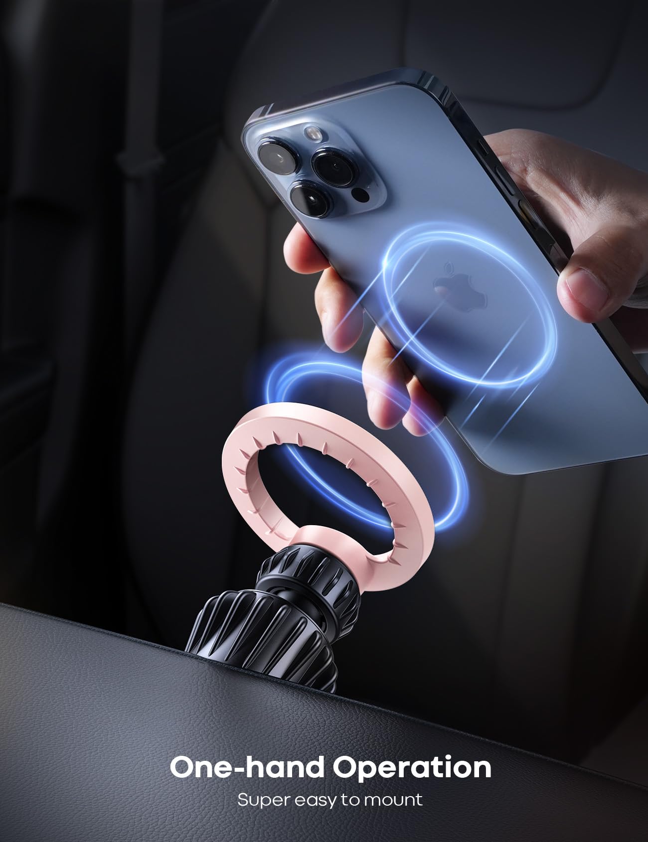 Lamicall Magnetic Car Mount - [20 Super Magnets] Air Vent Phone Holder Car, Hands Free Cell Phone Holder Clip Pink