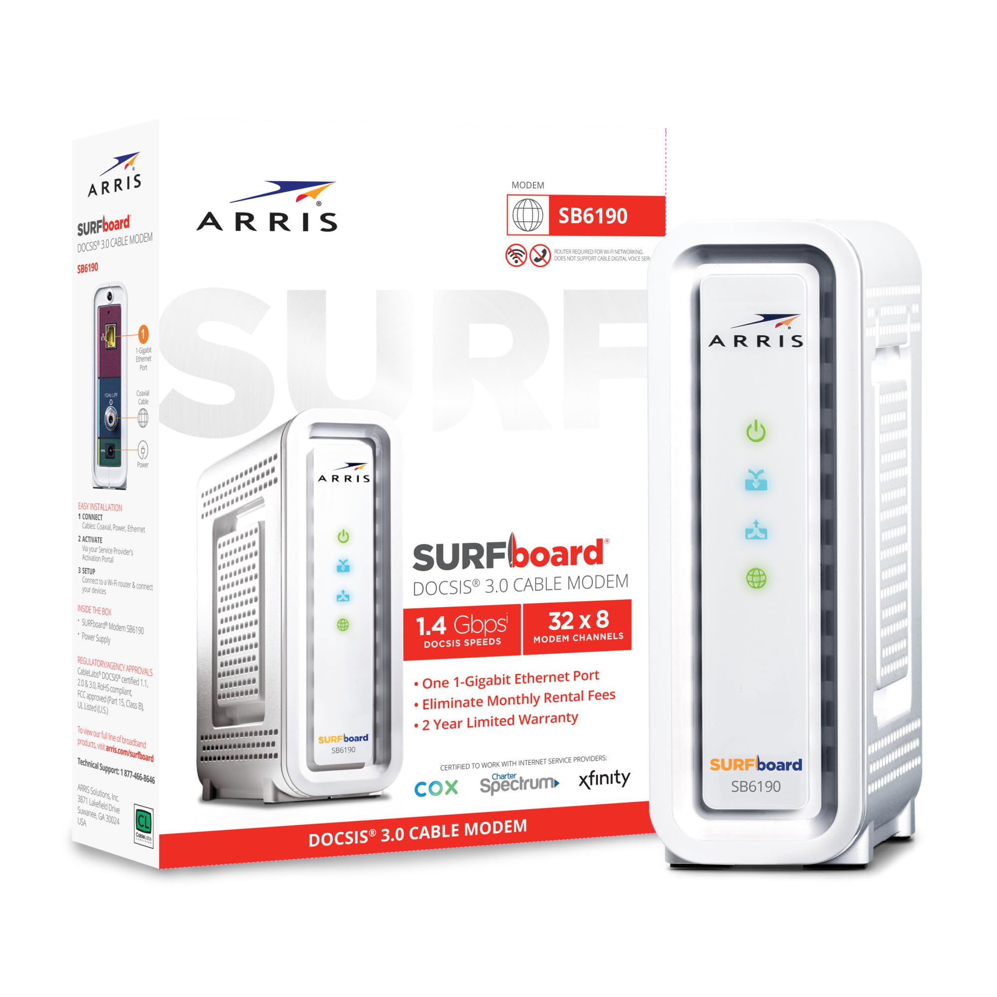 Arris Surfboard Sb6190 Cable Modem, White