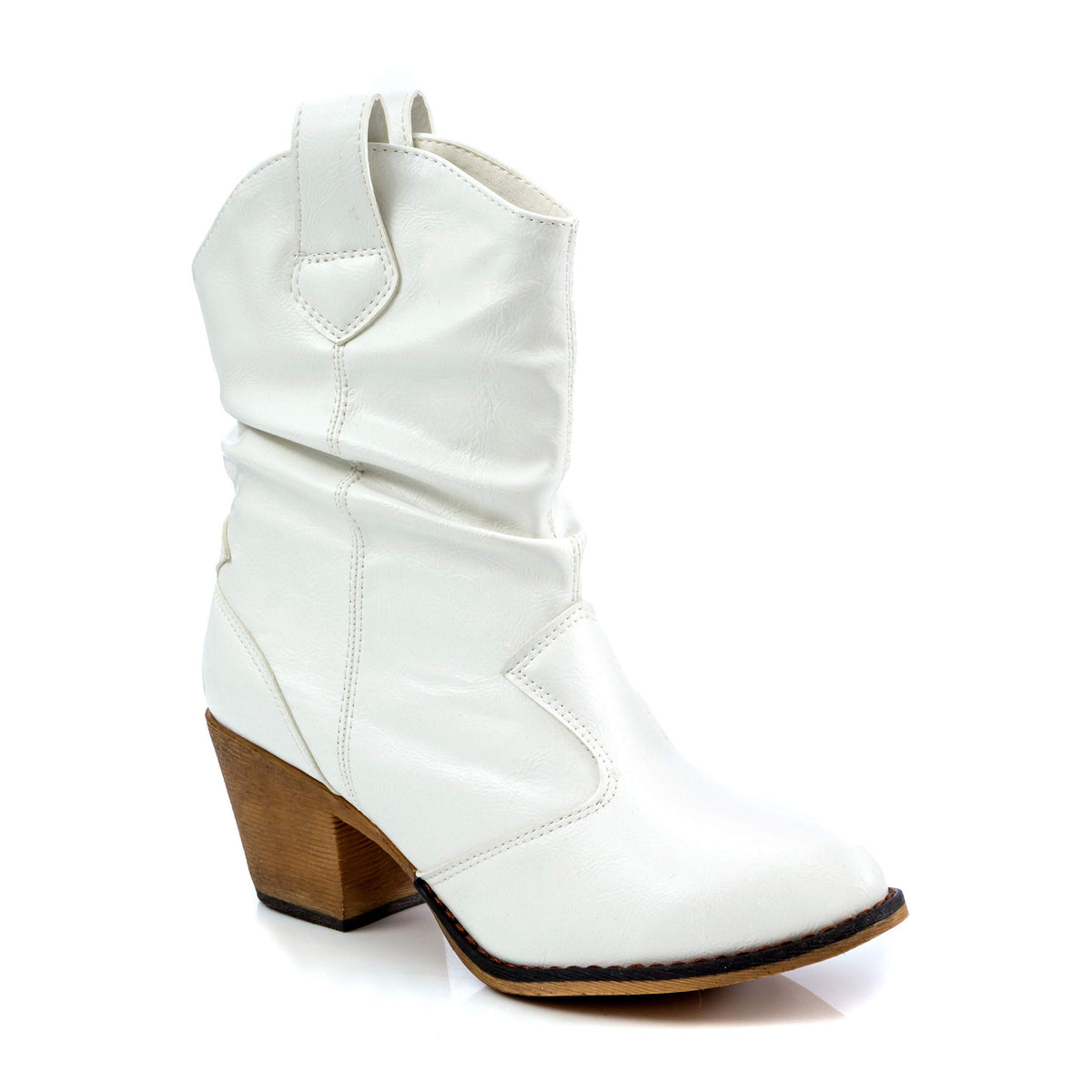 Charles Albert Womens Boot   Modern Western Cowboy Distressed Boot With Pull Up Tabs (White, 7)