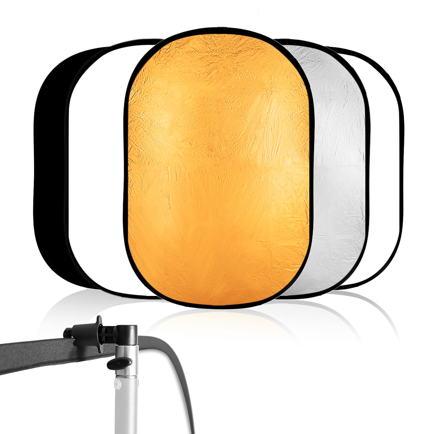 Selens 40''X 60''/100 X 150Cm Photo Light Reflector Photography Kit 5 In 1 Gold/Silver/White/Black/Diffuser With Holder Clip & C