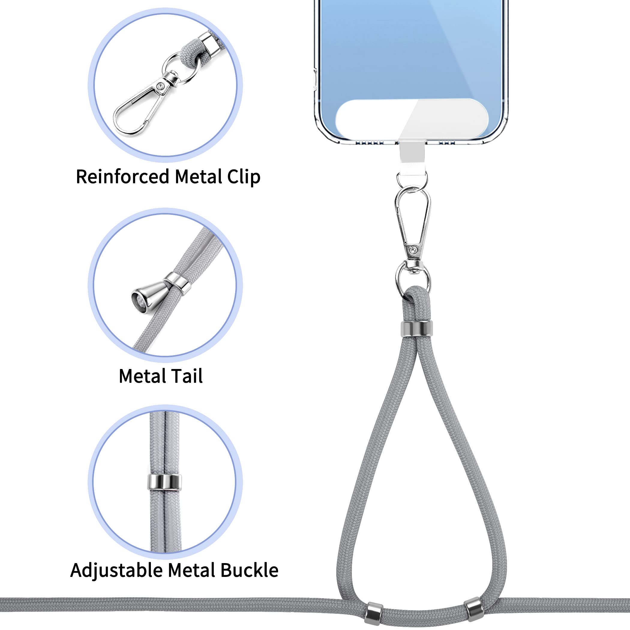 Cacoe Phone Lanyard 2 Pack 1   Adjustable Neck Strap,1   Wrist Strap,2   Pads,Universal Crossbody Cell Phone Lanyards,Multifucti