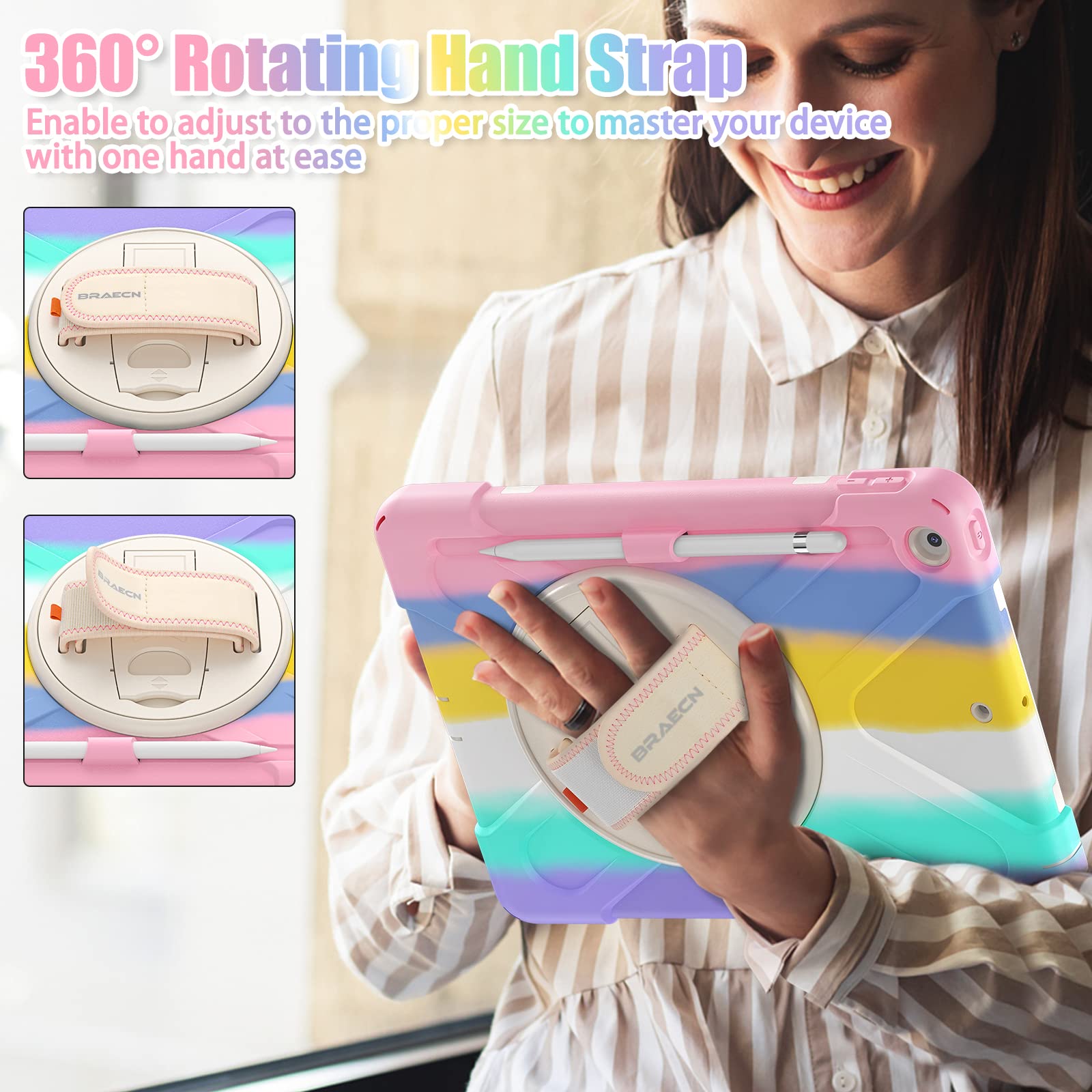 Braecnstock Kids Case For Apple Ipad 9Th 8Th 7Th Generation 2021 2020 2019 10.2'' Shockproof Protective Case With Pen Holder Scr