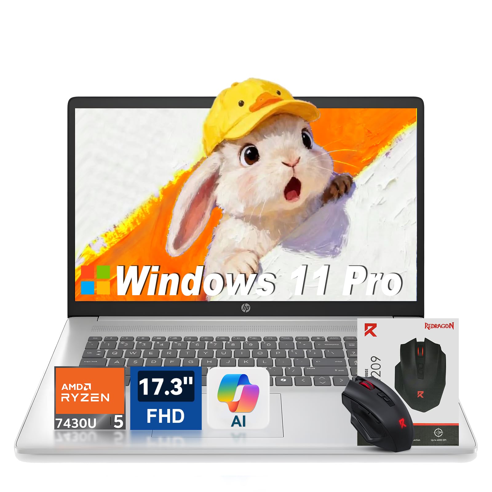 HP laptops 17 inch 2026, AMD 6-Core Ryzen 5 7430U(Beats i7 Gen 11th), Windows 11 Pro, 17.3 FHD IPS, Copilot Windows AI, Numeric
