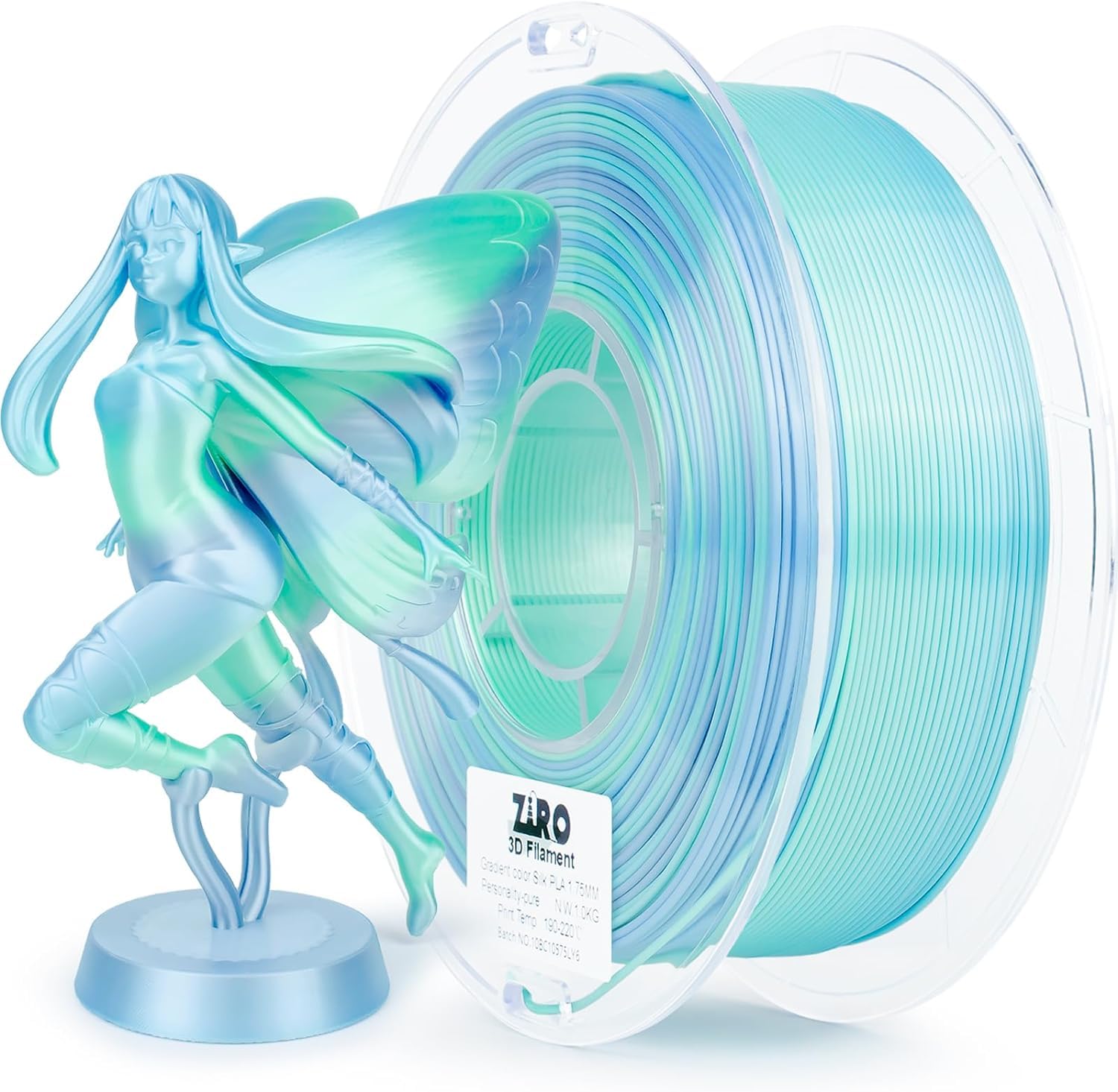 Ziro Silk Fast Color Changing Pla Filament, Shine Multi Colors Filament 1.75Mm, Color Change By Length 3D Printer Filament, Dime