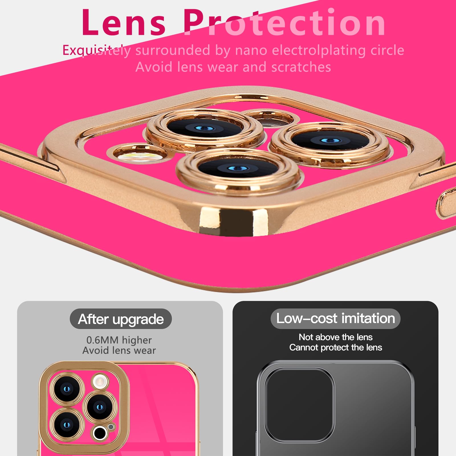 Lafunda Designed For Iphone 15 Pro Max Case, Cute Luxury Plating Case For Women Girls Golden Edge Shockproof Tpu Bumper Cover Wi
