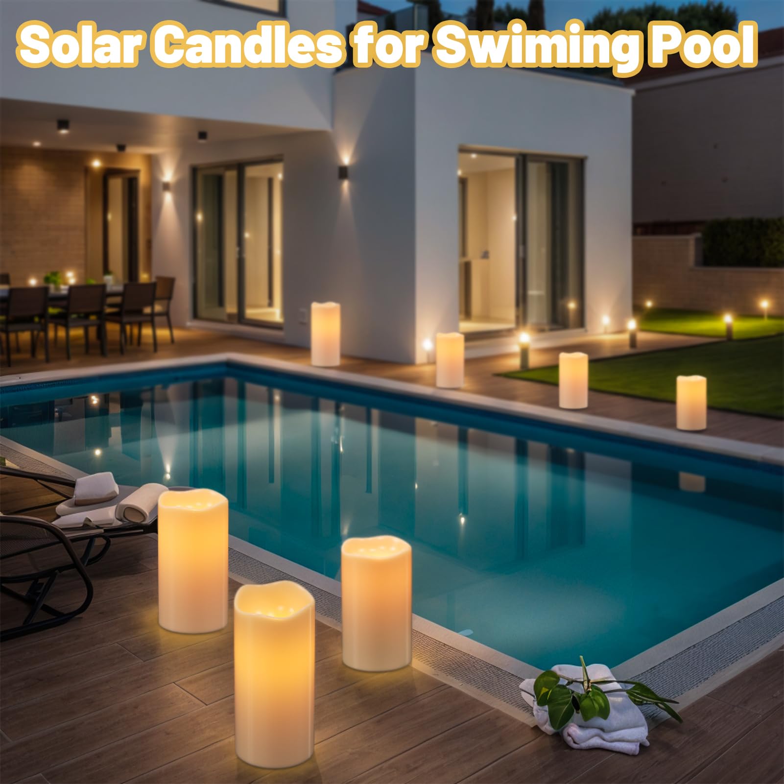 Wondise Solar Candles Outdoor Waterproof Ip65 Rechargeable Solar Candles, Dusk To Dawn, Outdoor Pillar Candle For Camping Patio