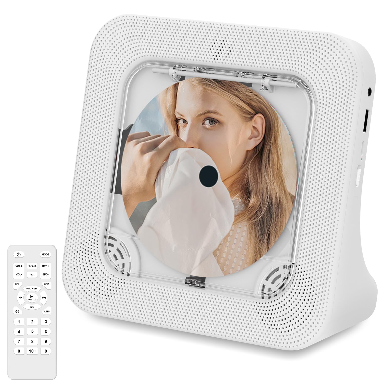 Kuephom Portable CD Player with Bluetooth Speakers, FM Radio & Remote